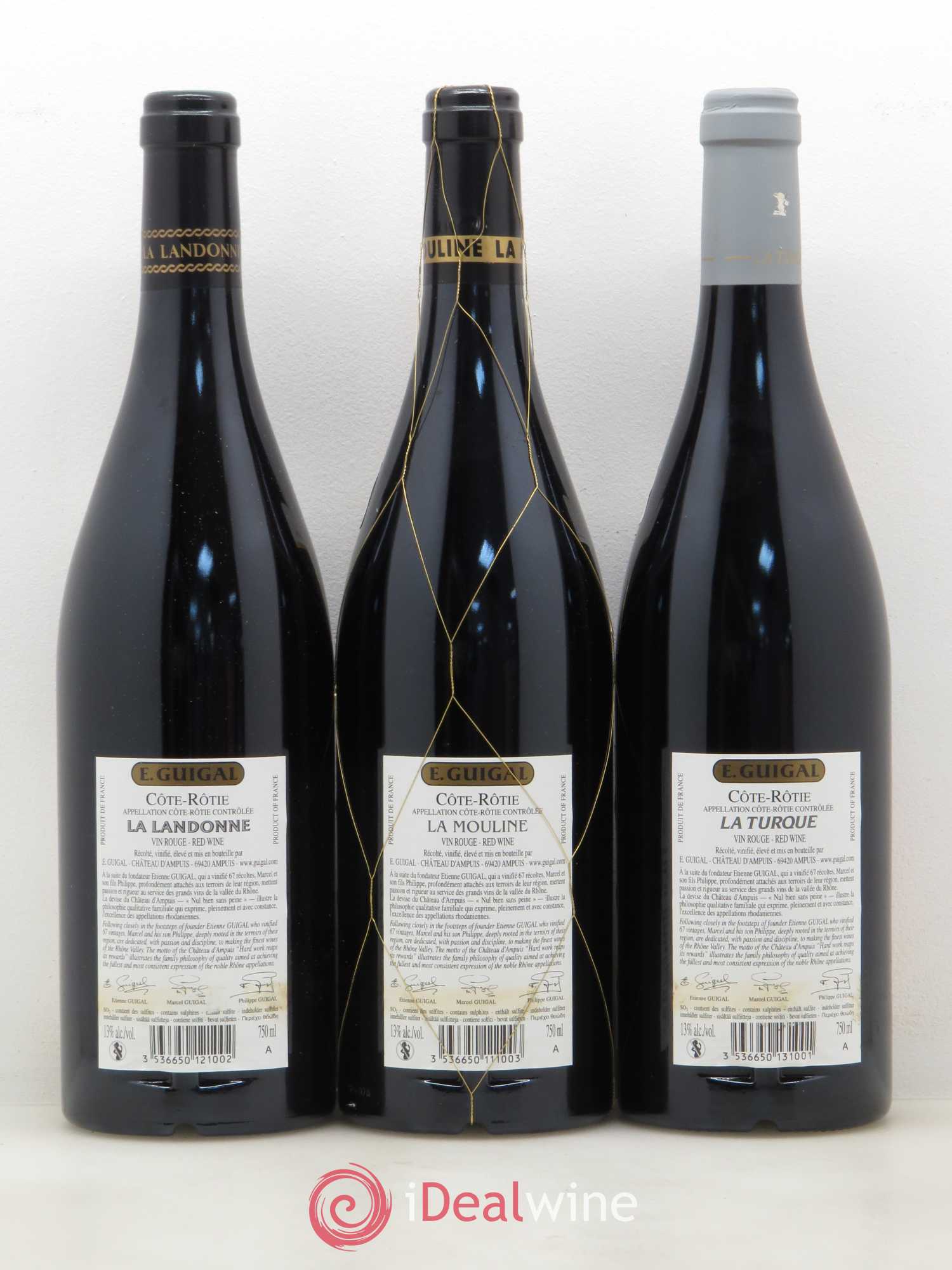 Côte-Rôtie Guigal Trilogie La Turque - La Landonne - La Mouline 2010 - Lot de 3 bouteilles - 1
