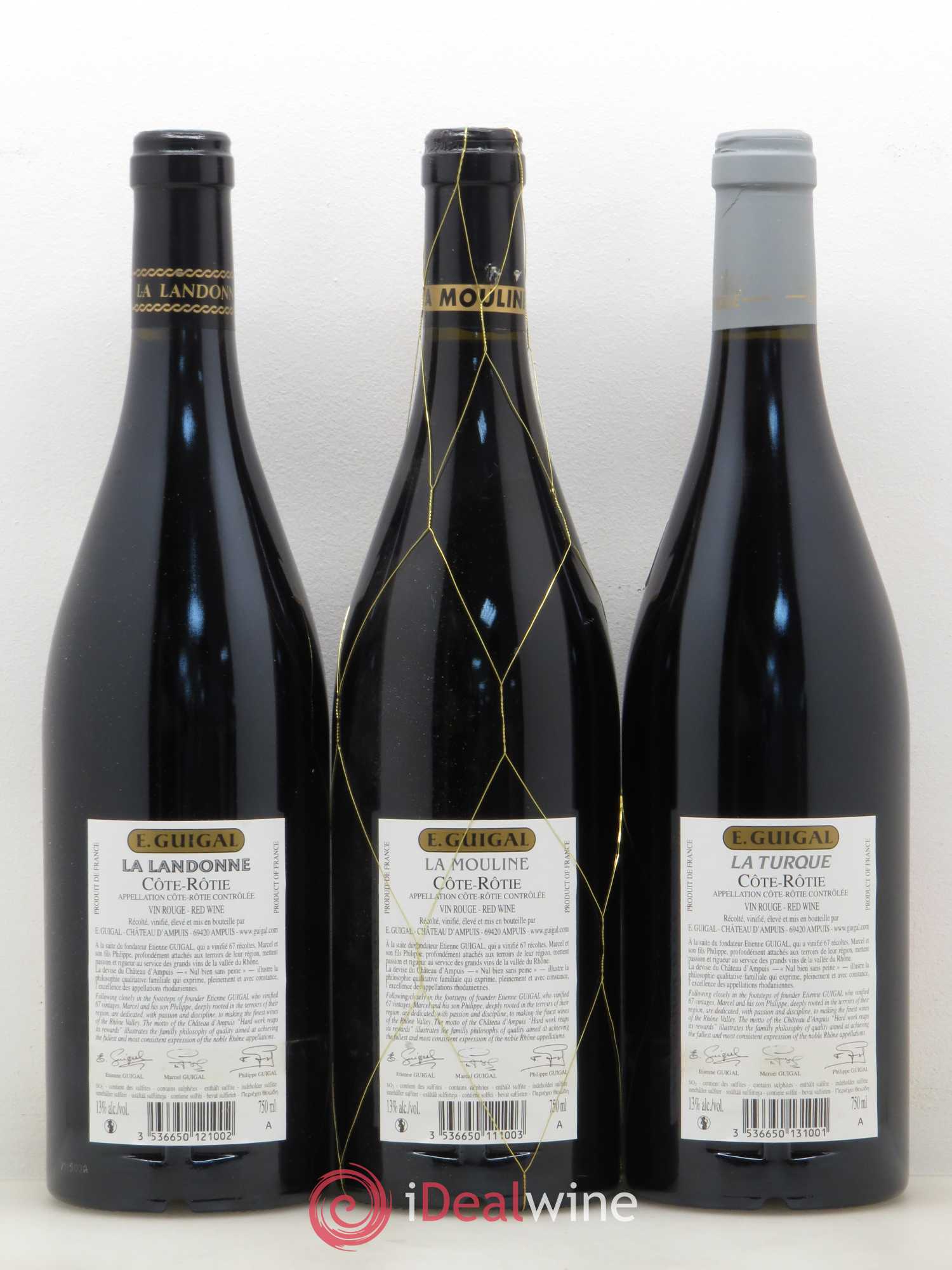Côte-Rôtie Guigal Trilogie La Turque - La Landonne - La Mouline 2011 - Lot de 3 bouteilles - 1