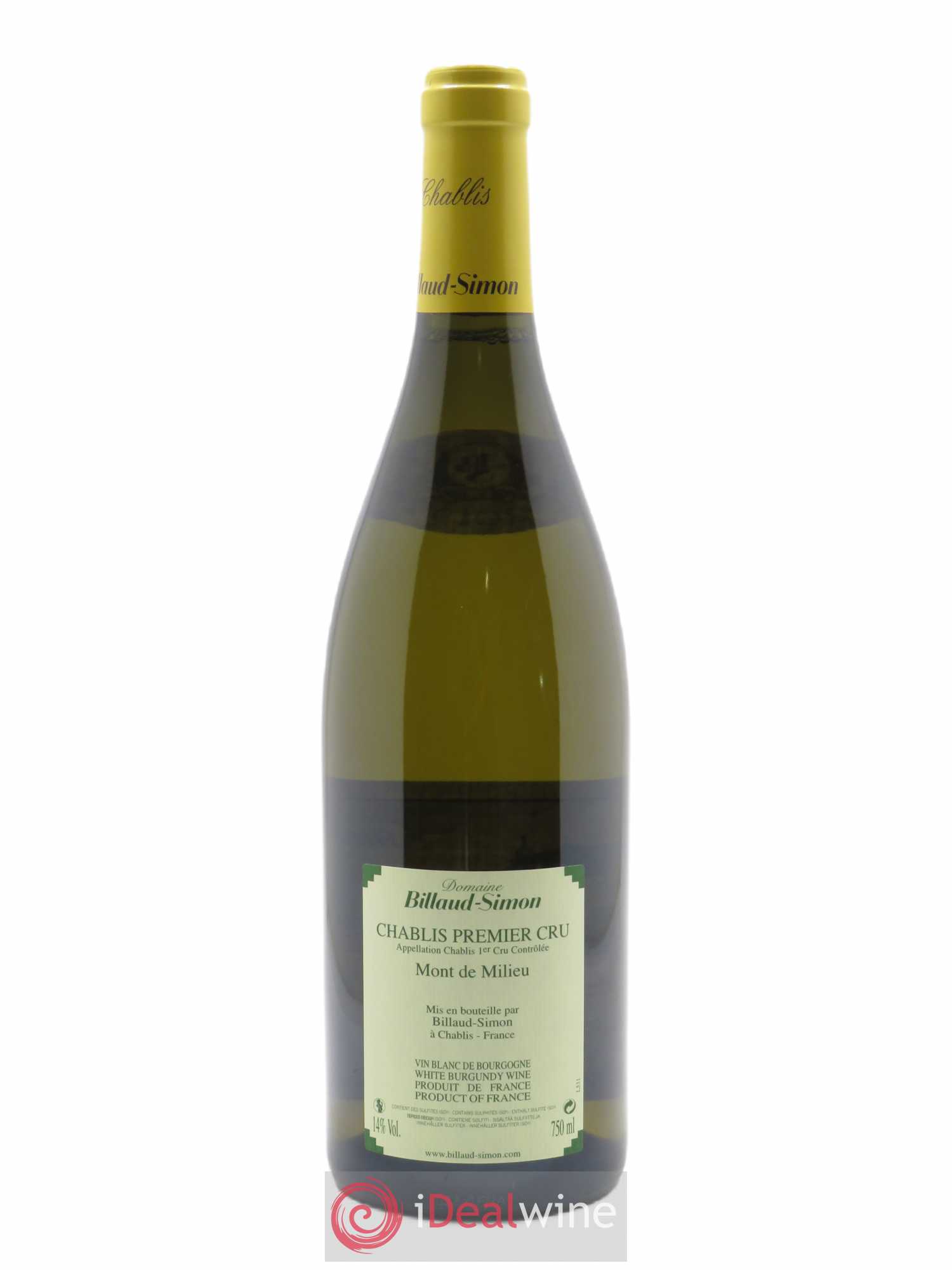 Chablis 1er Cru Mont de Milieu Billaud-Simon (Domaine) 2019 - Lot de 1 bouteille - 1