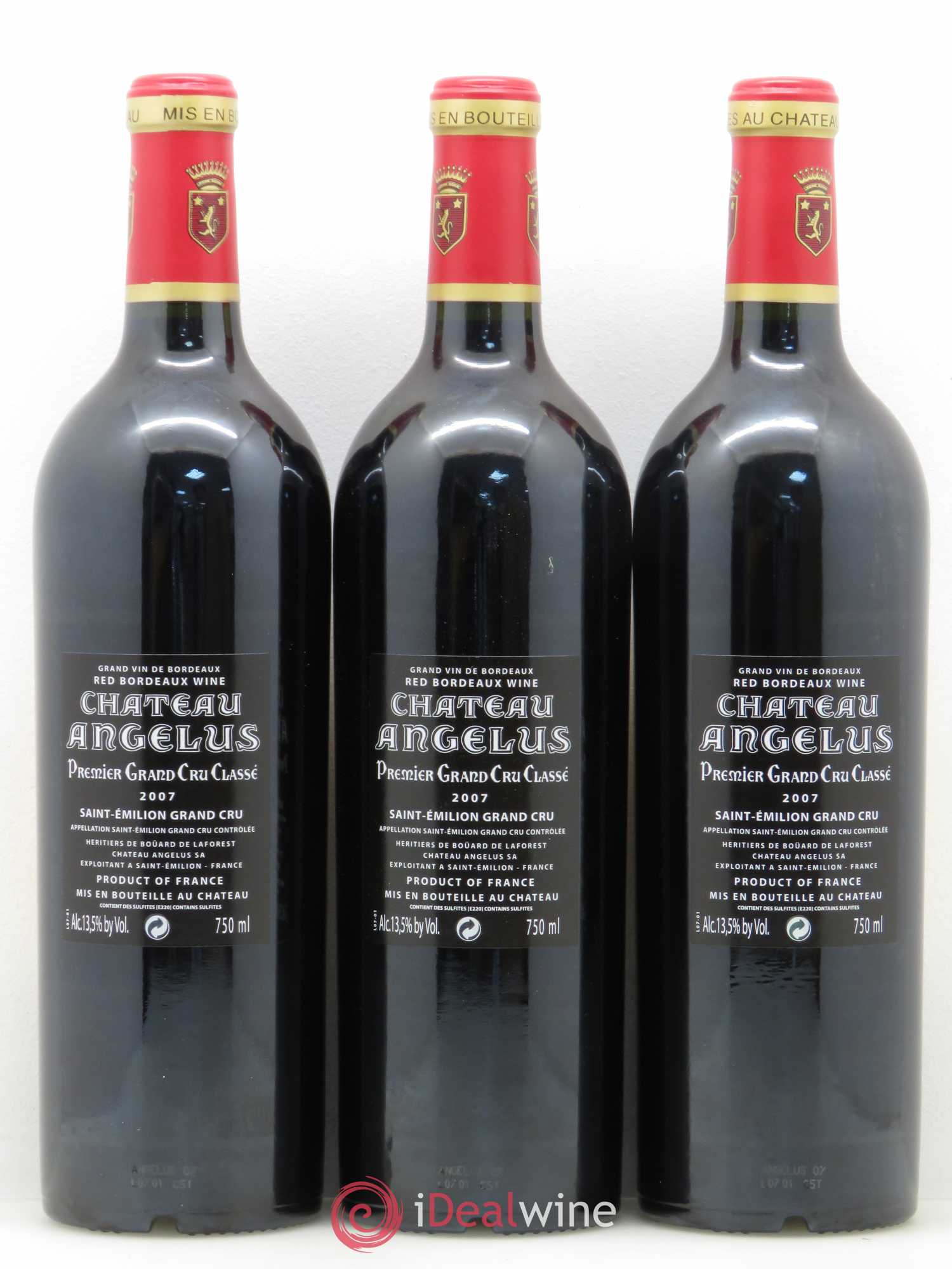 Château Angélus 1er Grand Cru Classé A 2007 - Lot de 3 bouteilles - 1