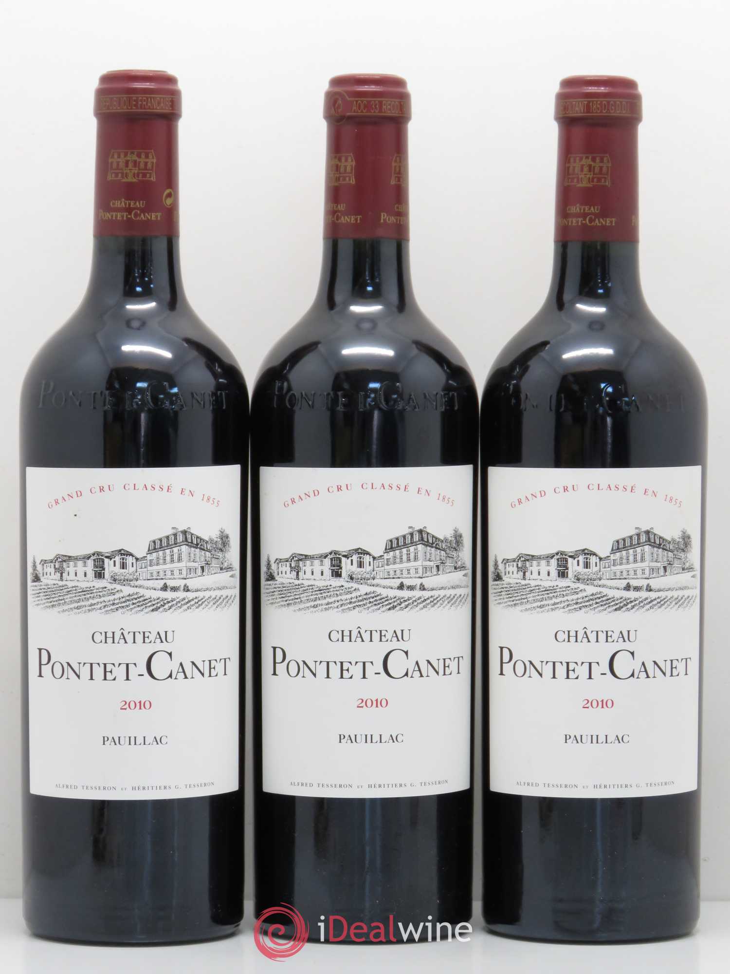 Château Pontet Canet 5ème Grand Cru Classé 2010 - Lot de 3 bouteilles - 0