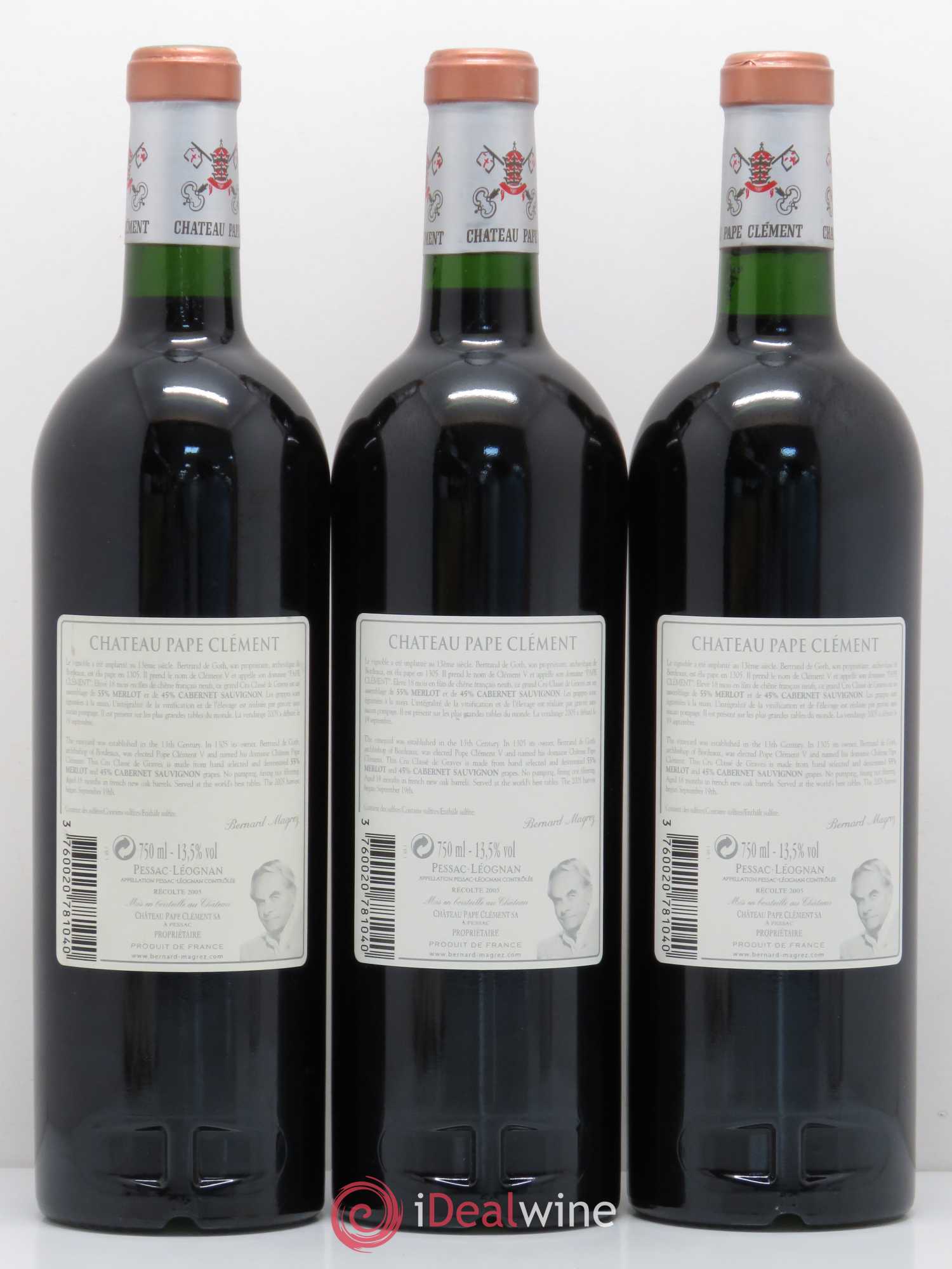 Château Pape Clément Cru Classé de Graves 2005 - Lot de 3 bouteilles - 1
