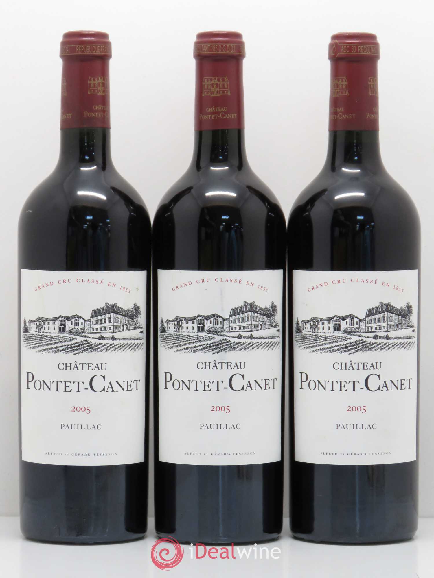 Château Pontet Canet 5ème Grand Cru Classé 2005 - Lot de 3 bouteilles - 0