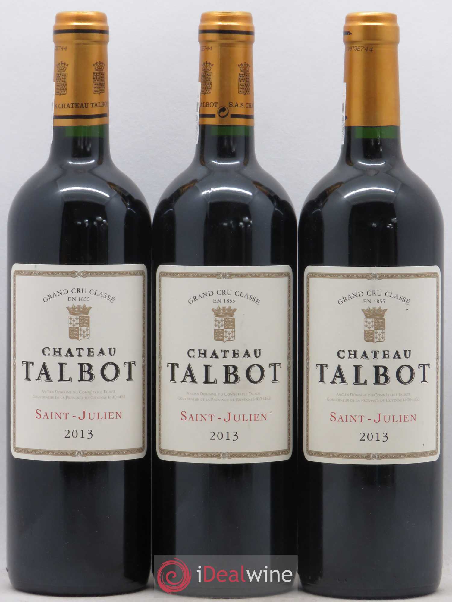 Château Talbot 4ème Grand Cru Classé 2013 - Lot de 3 bouteilles - 0