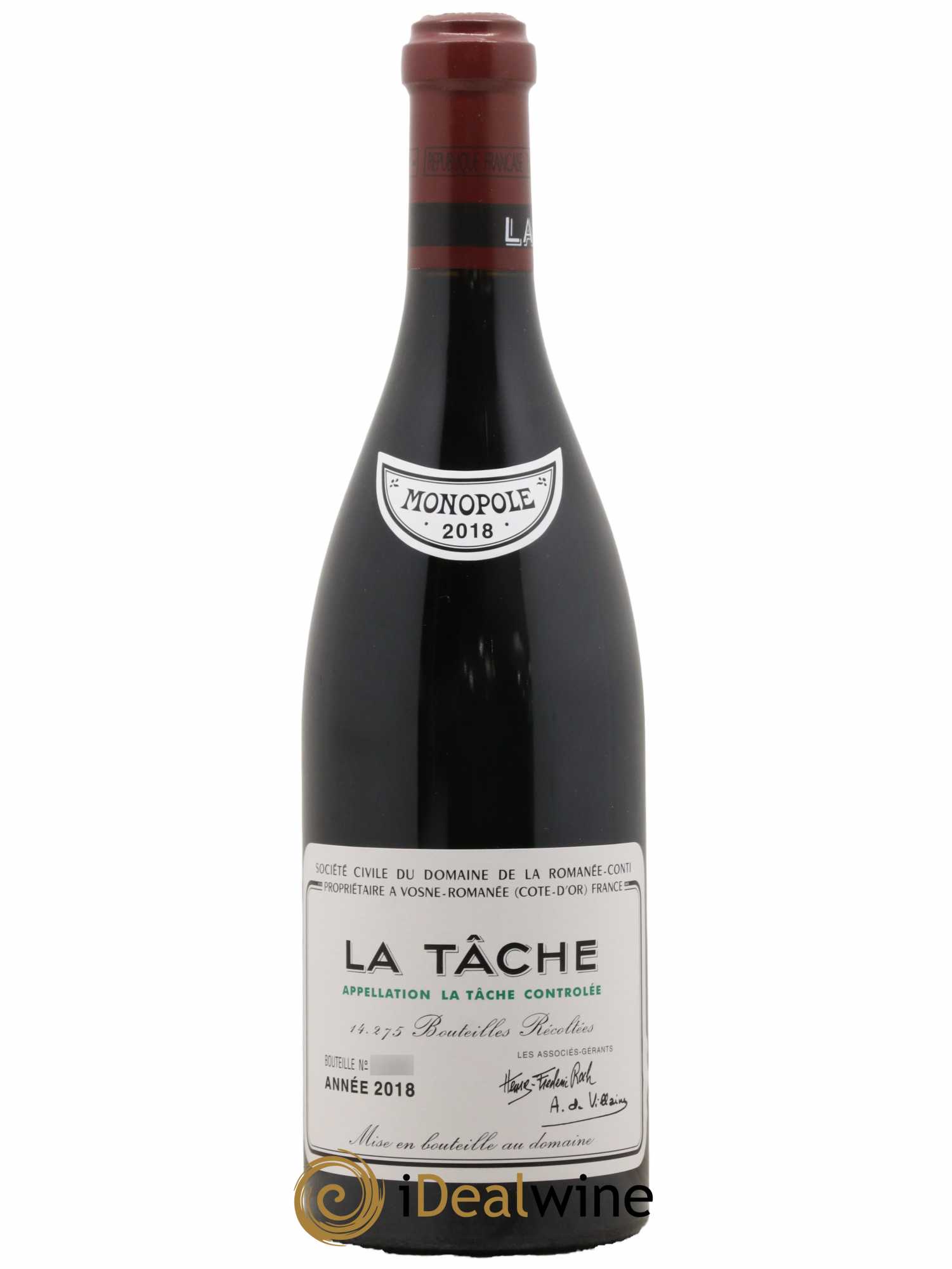 La Tâche Grand Cru Domaine de la Romanée-Conti 2018 - Lot de 1 bouteille - 0