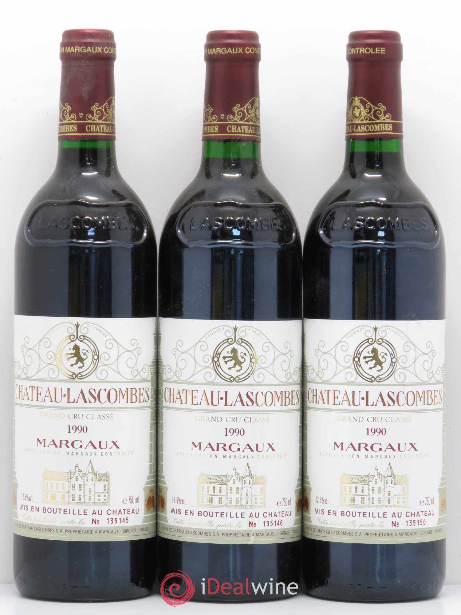 Château Lascombes 2ème Grand Cru Classé 1990 - Lot de 3 bouteilles - 0