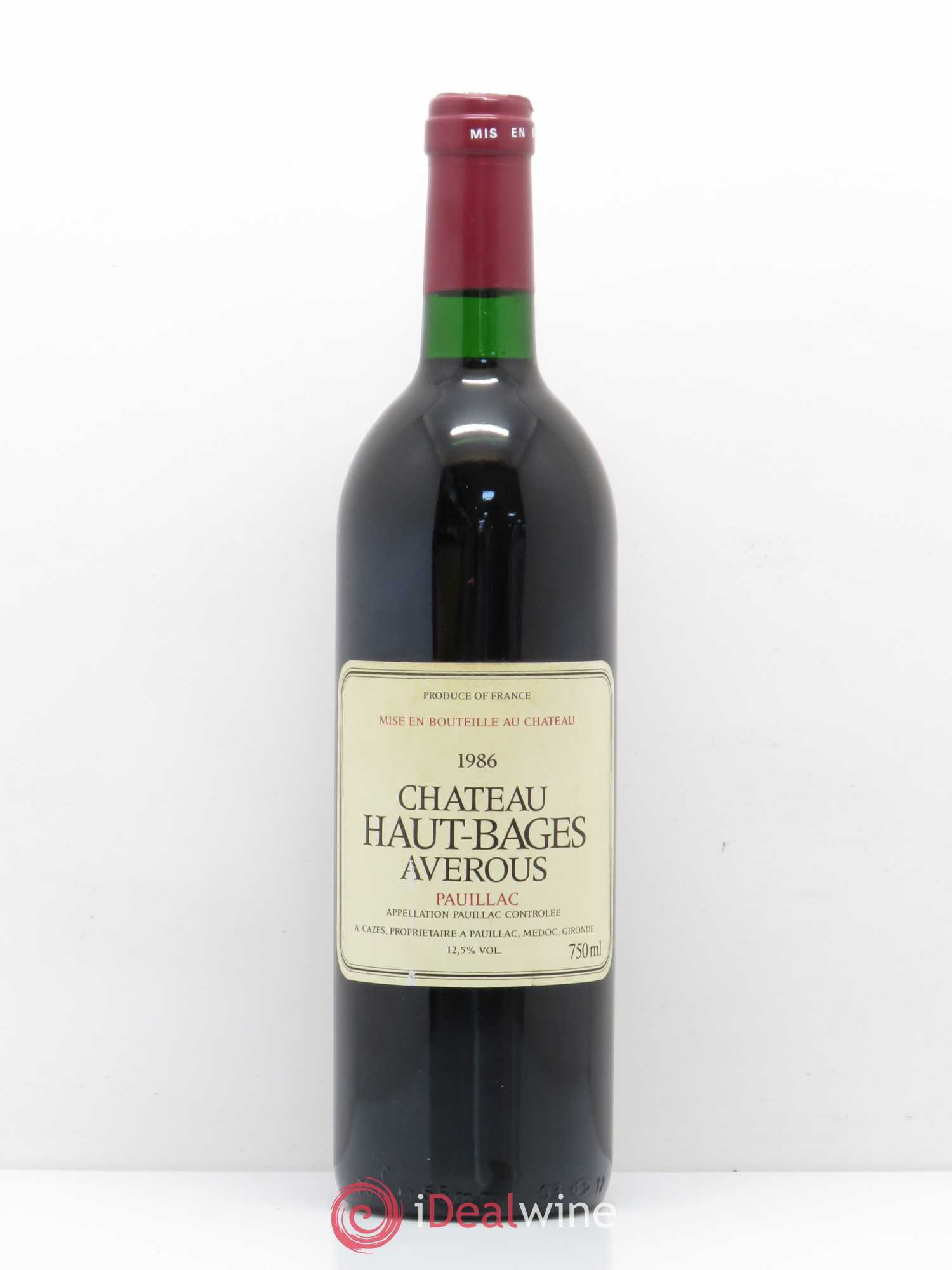 Château Haut Bages Averous Cru Bourgeois 1986 - Lot de 1 bouteille - 0