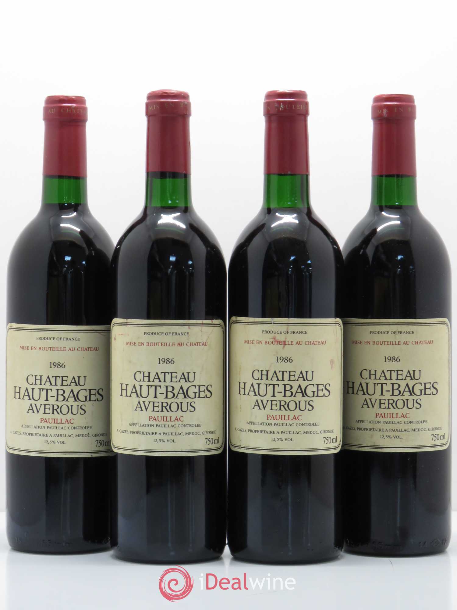 Château Haut Bages Averous Cru Bourgeois 1986 - Lot de 4 bouteilles - 0