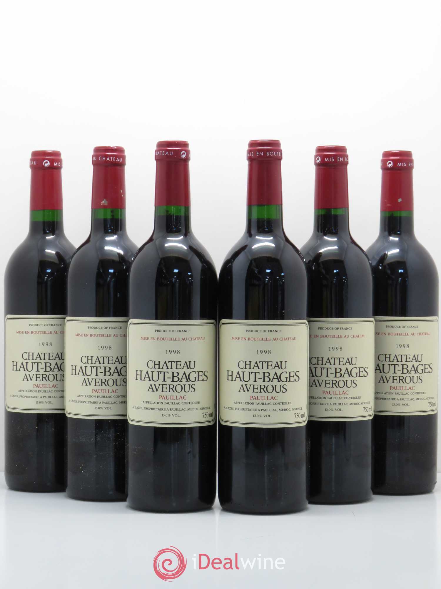Château Haut Bages Averous Cru Bourgeois 1998 - Lot de 6 bouteilles - 0