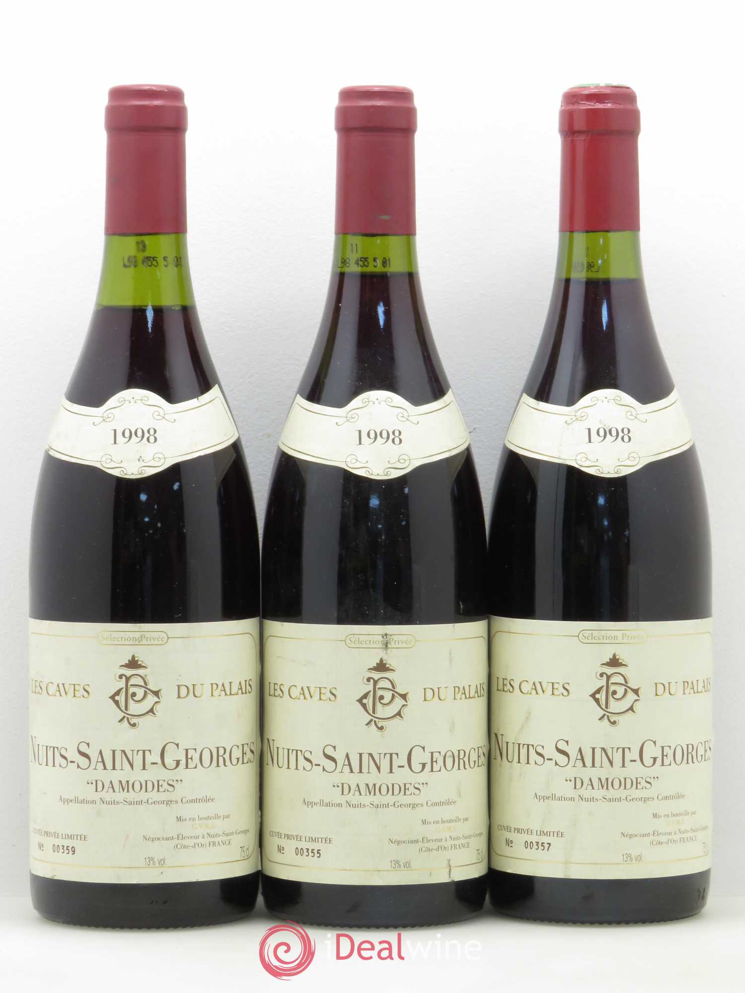 Nuits-Saint-Georges Les Damodes Les Caves du Palais (sans prix de réserve) 1998 - Posten von 3 Flaschen - 0