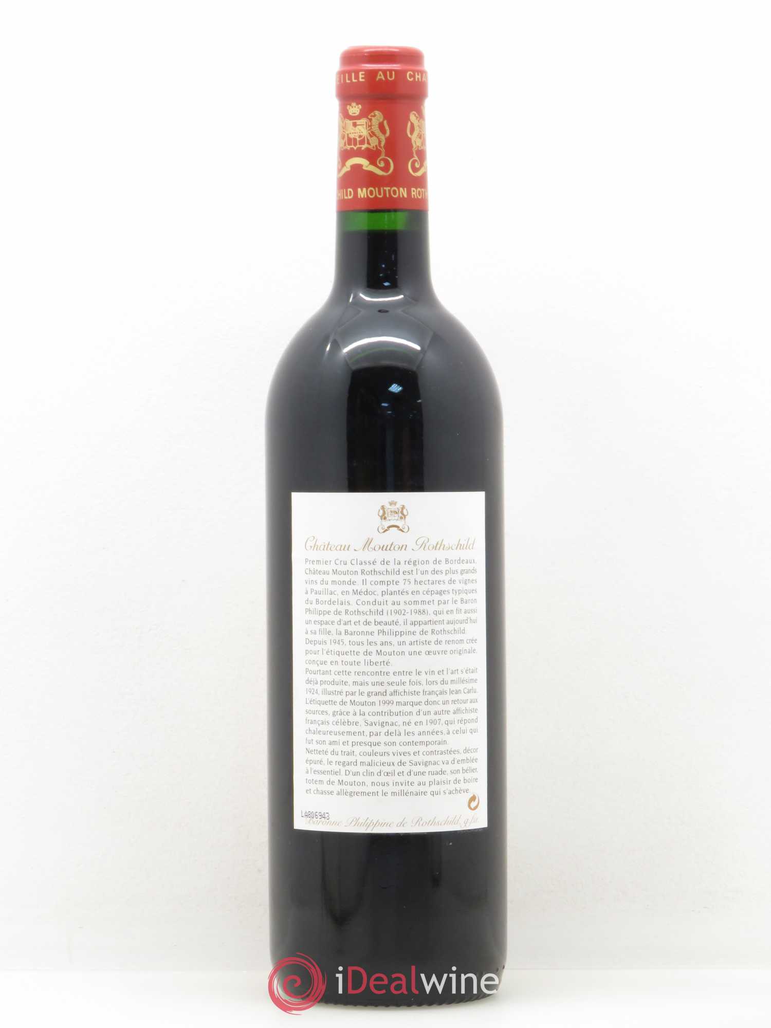Château Mouton Rothschild 1er Grand Cru Classé 1999 - Lot de 1 bouteille - 1