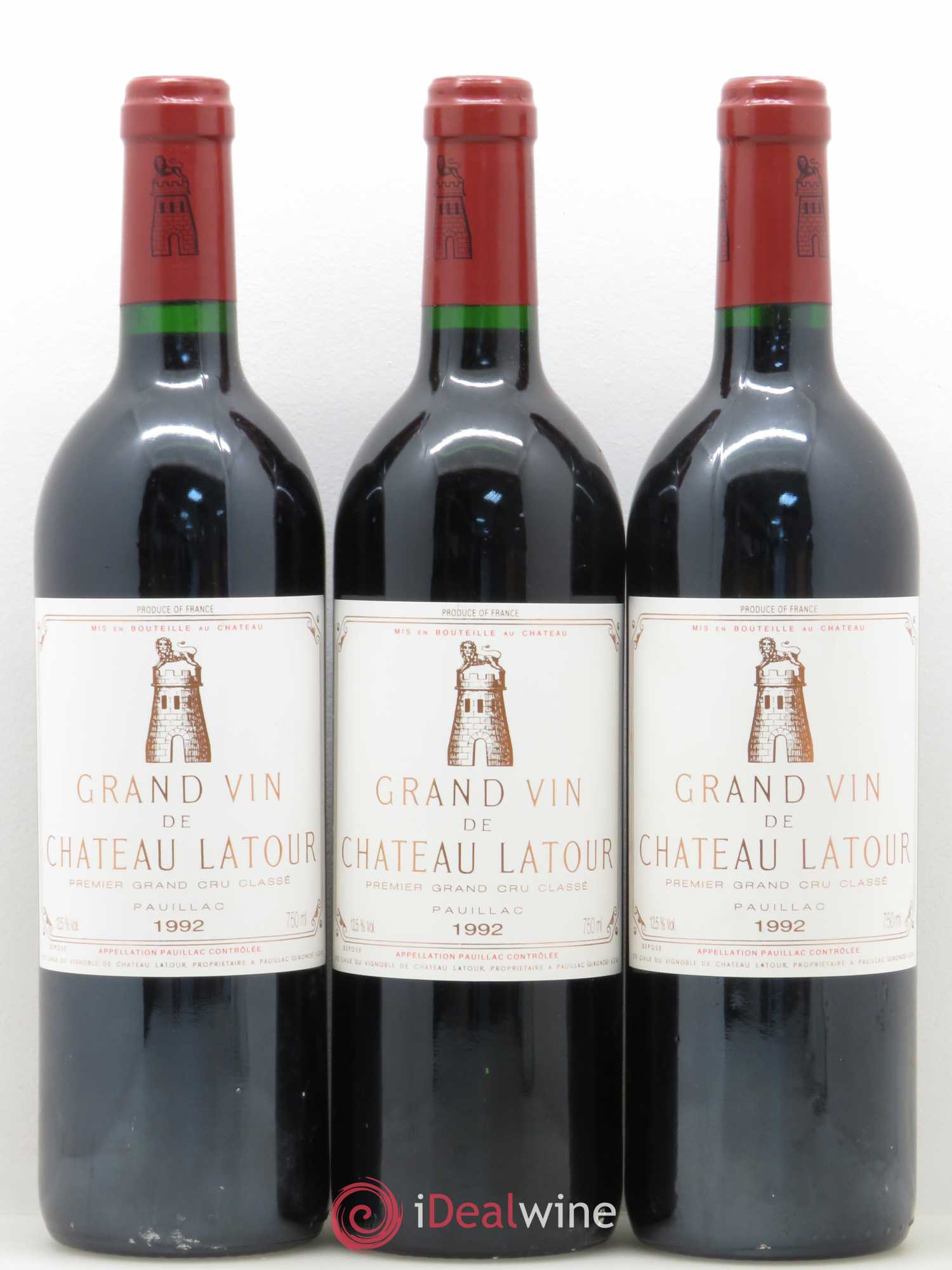 Château Latour 1er Grand Cru Classé 1992 - Lot de 3 bouteilles - 0
