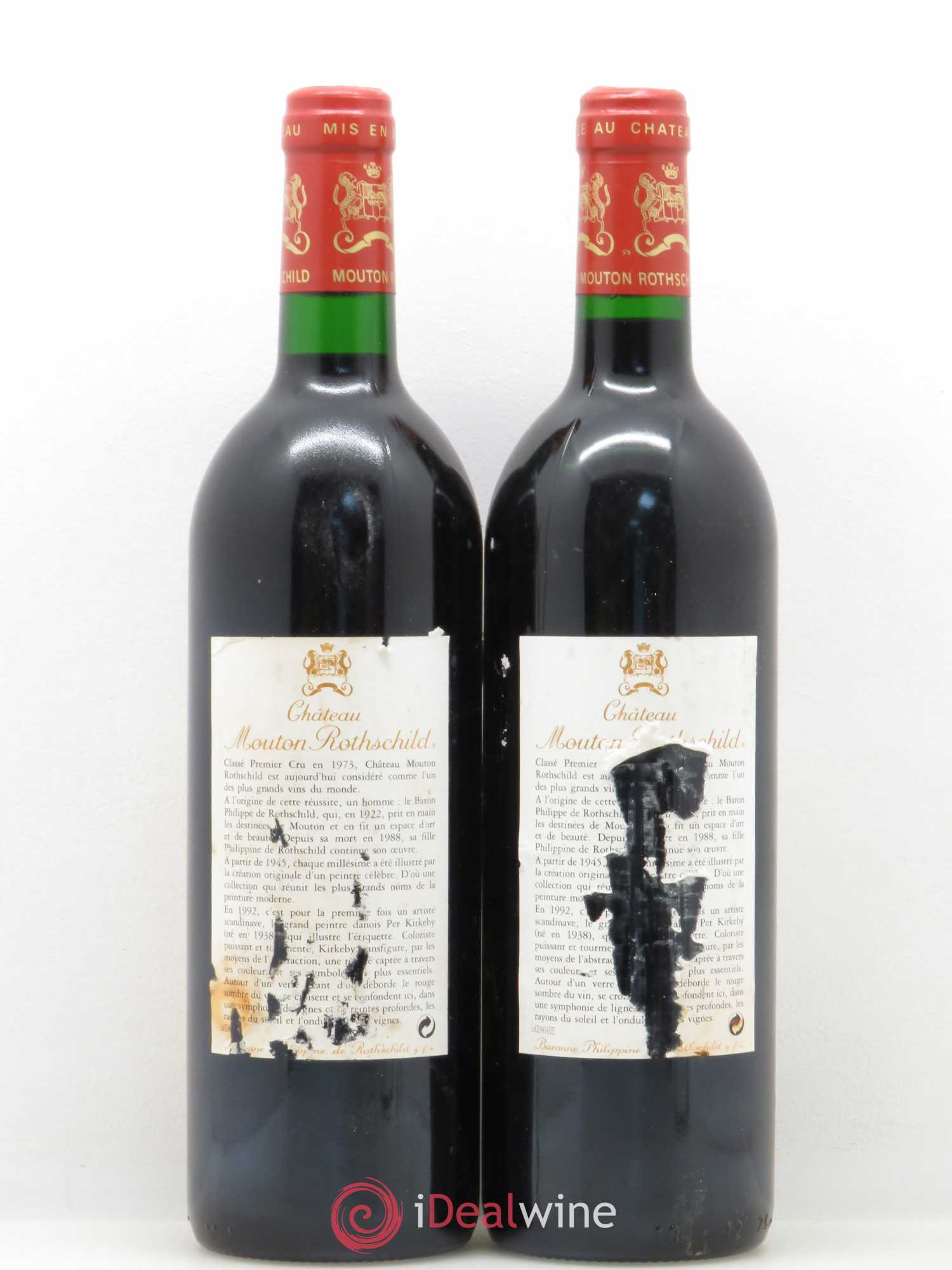 Château Mouton Rothschild 1er Grand Cru Classé 1992 - Lot de 2 bouteilles - 1