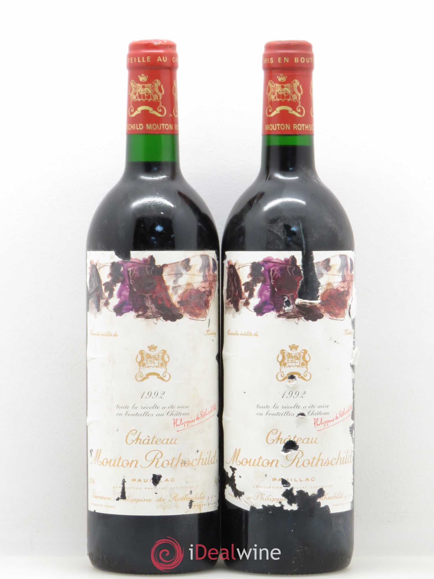 Château Mouton Rothschild 1er Grand Cru Classé 1992 - Lot de 2 bouteilles - 0
