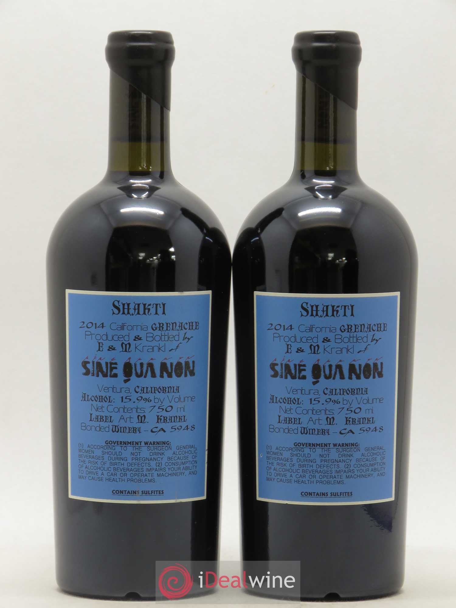 Santa Barbara Sine Qua Non Shakti Grenache Manfred Krankl California 2014 - Lot de 2 bouteilles - 1