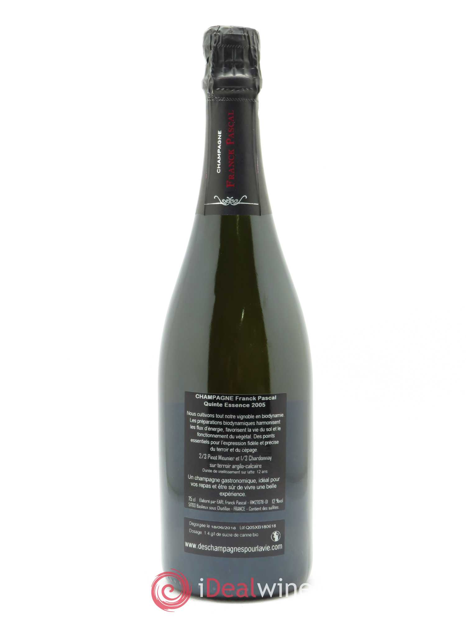 Quinte Essence Blanc de Noirs Extra-Brut Franck Pascal 2005 - Lot de 1 bouteille - 1