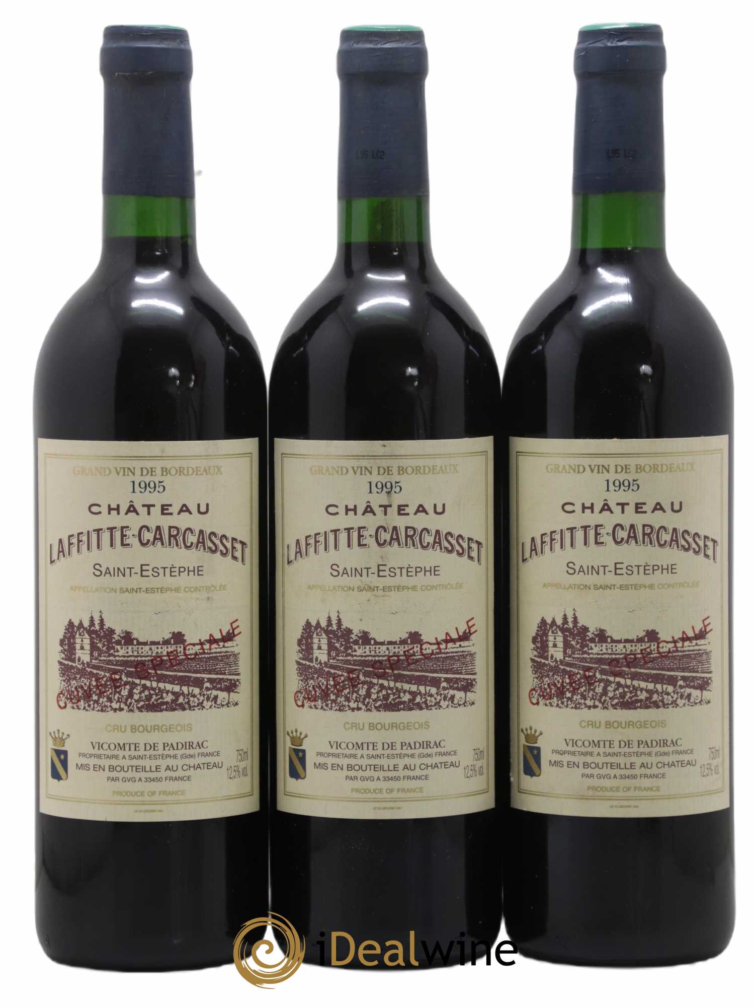 Château Laffitte Carcasset Cru Bourgeois 1995 - Lot de 3 bouteilles - 0