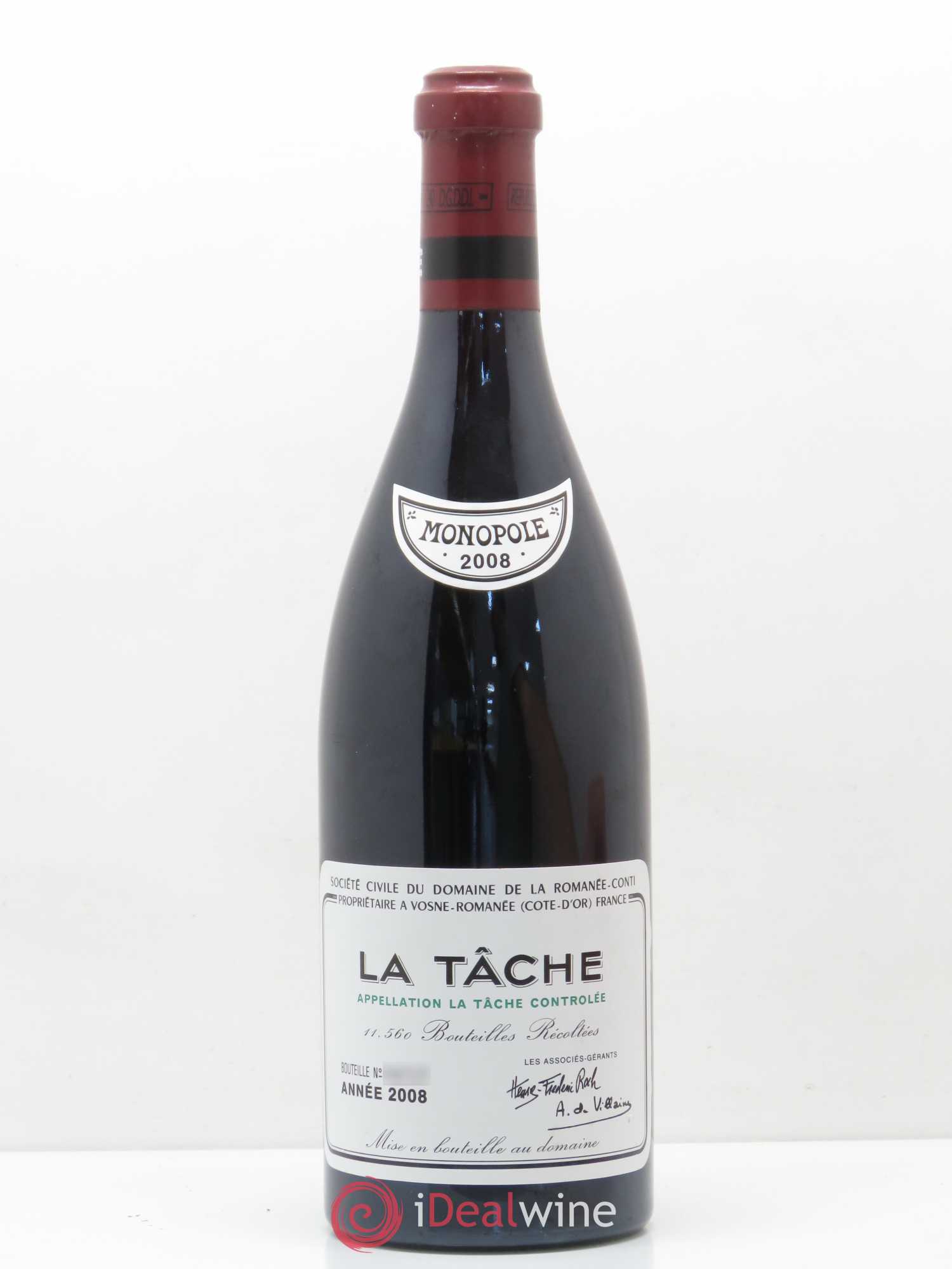 La Tâche Grand Cru Domaine de la Romanée-Conti 2008 - Lot de 1 bouteille - 0