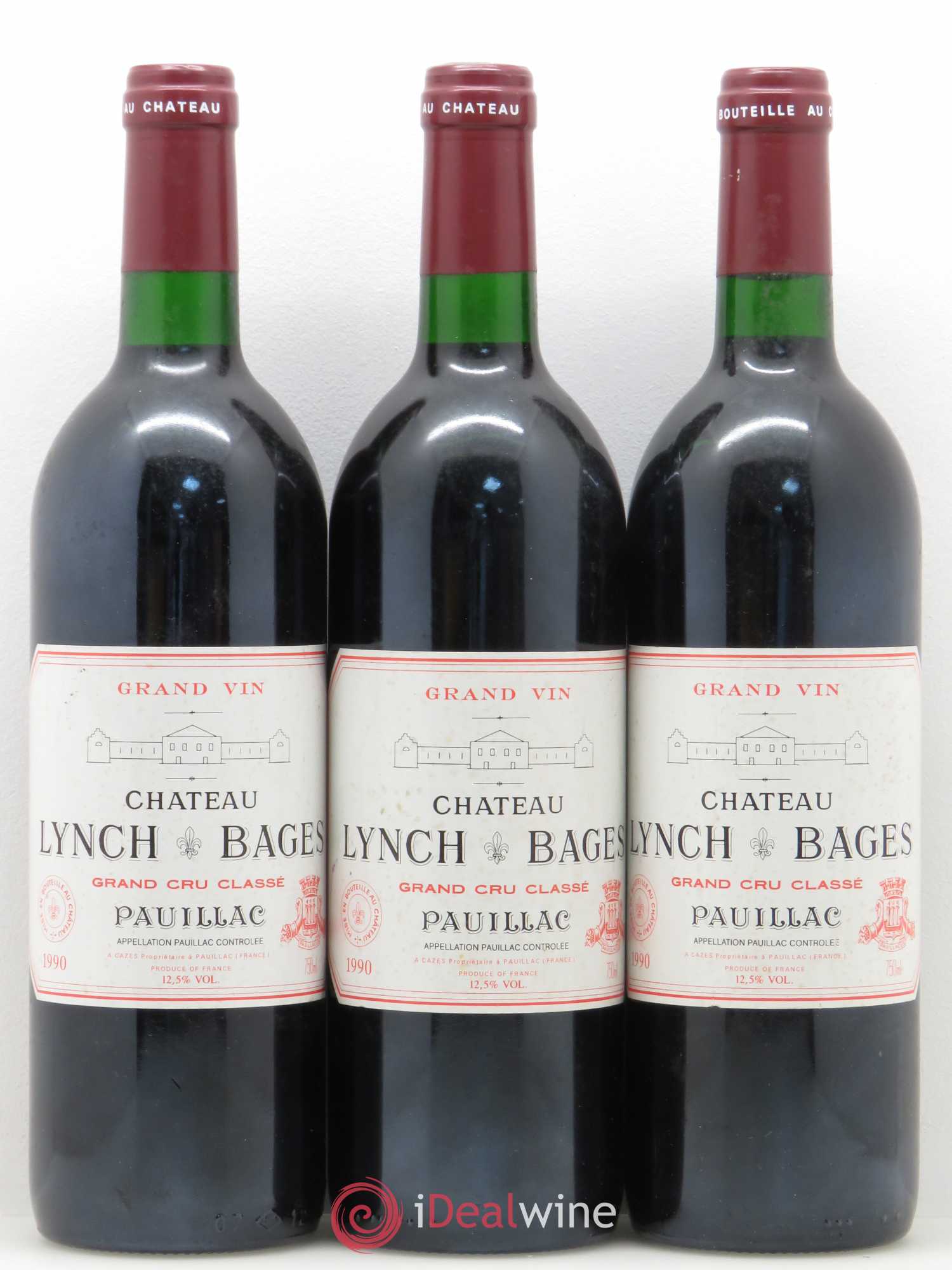 Château Lynch Bages 5ème Grand Cru Classé 1990 - Lot de 3 bouteilles - 0