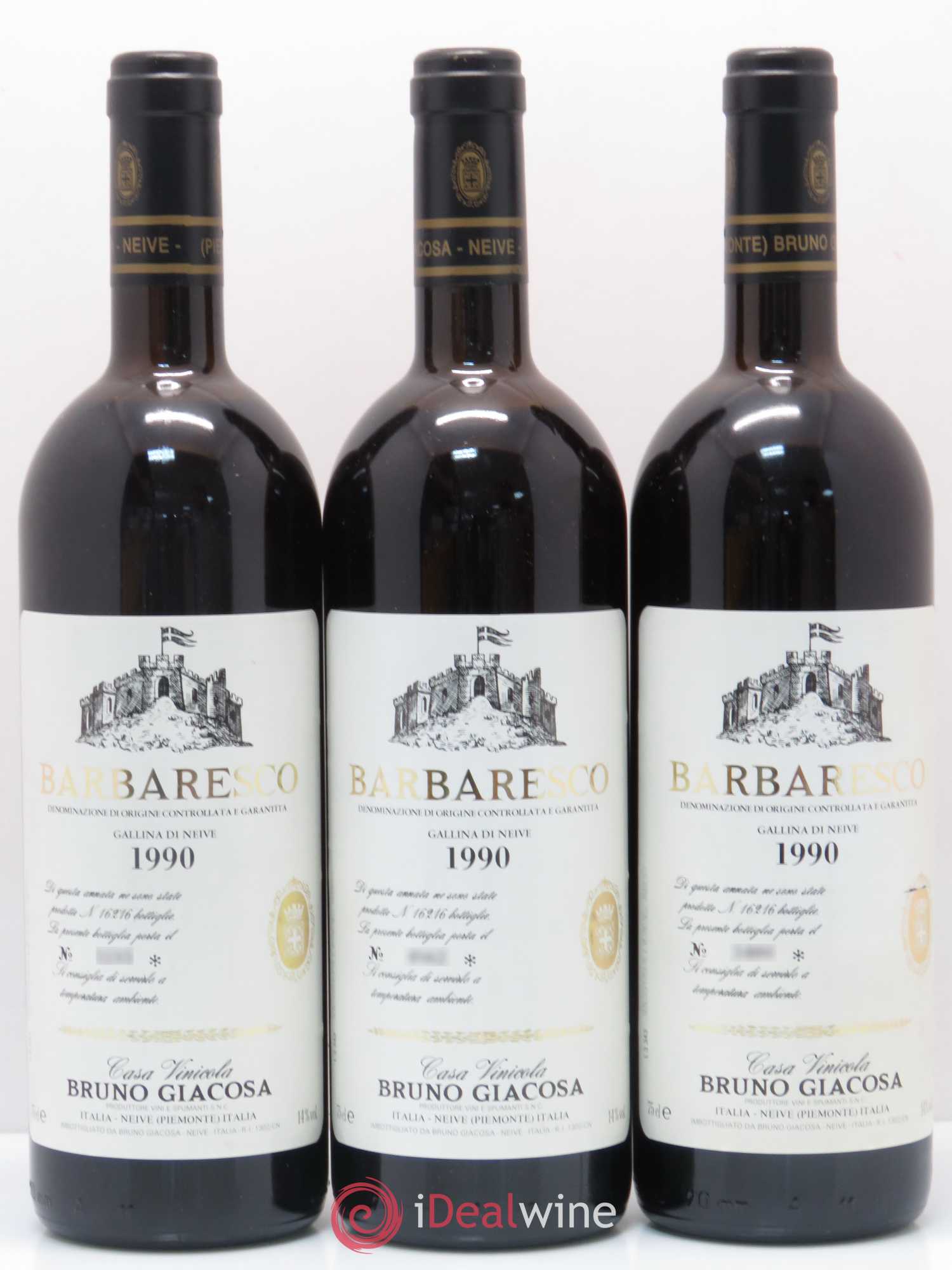 Barbaresco DOCG Gallina Di Neive Bruno Giacosa 1990 - Posten von 3 Flaschen - 0