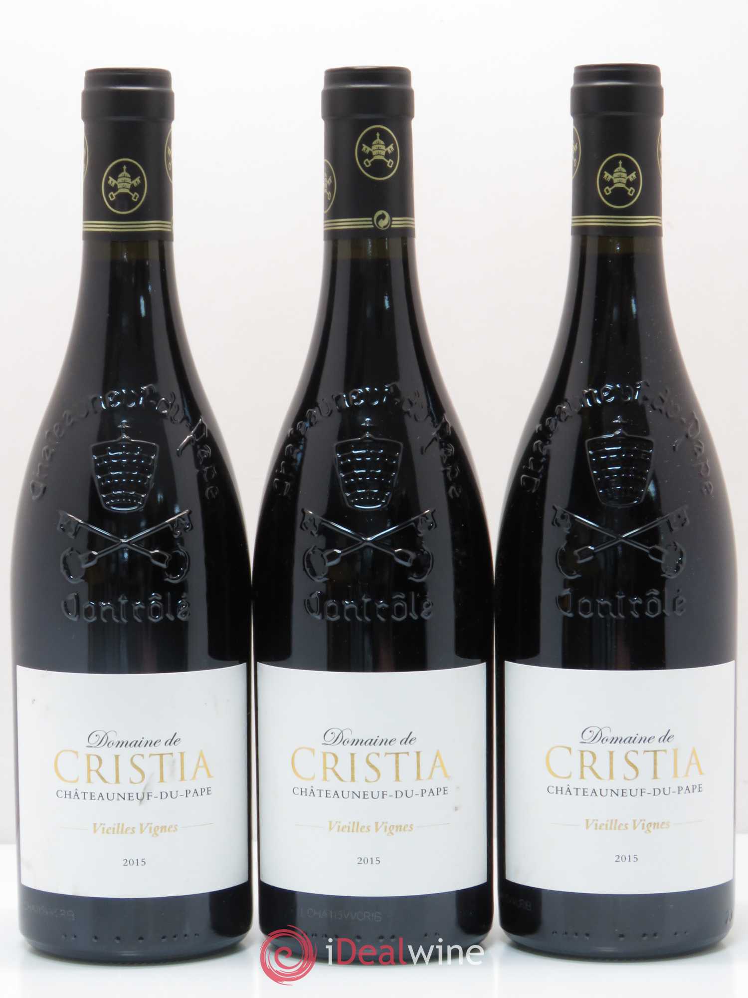 Châteauneuf-du-Pape Domaine de Cristia Vieilles Vignes 2015 - Lot de 3 bouteilles - 0