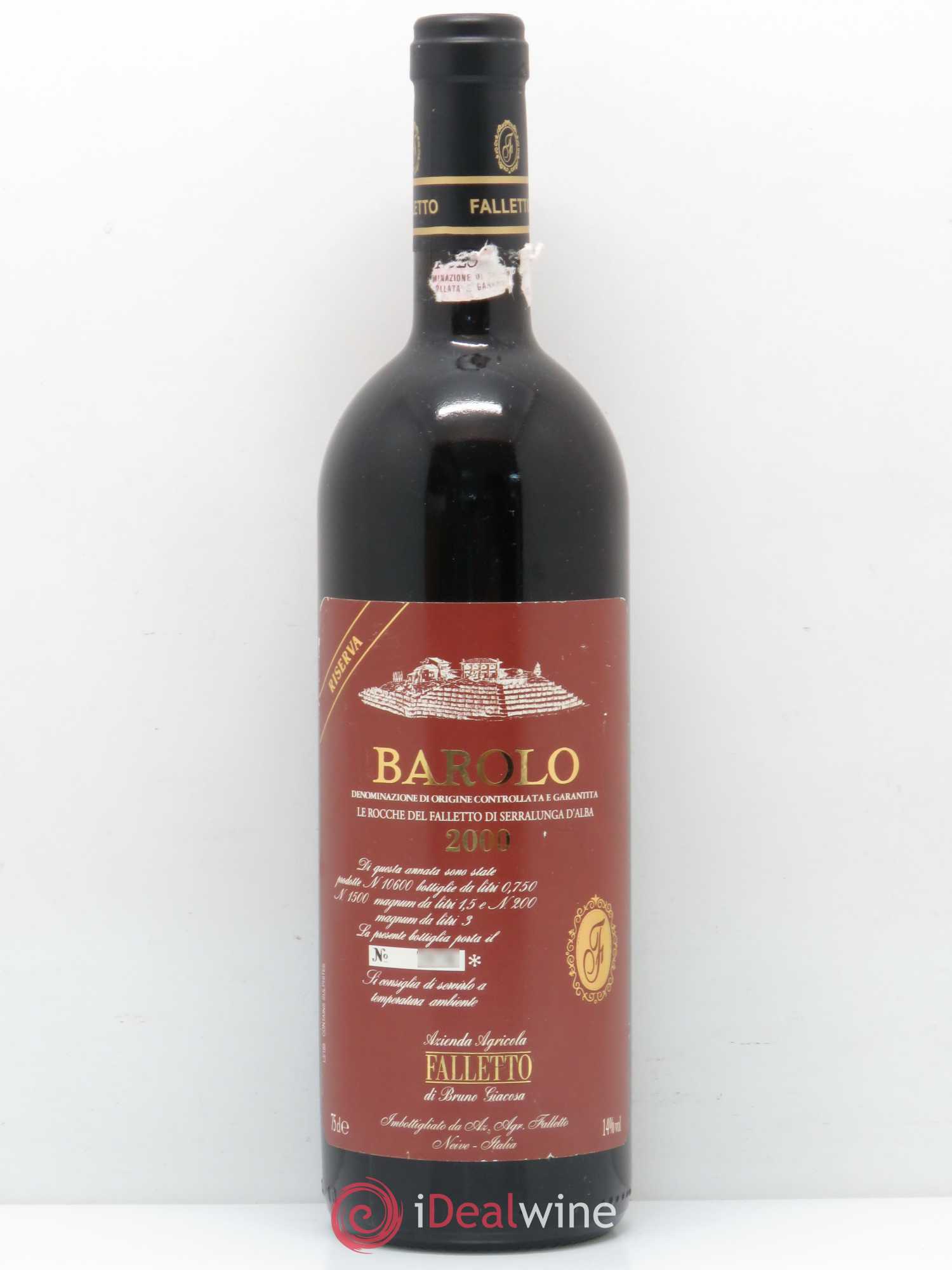 Barolo DOCG Riserva Le Rocche del Falletto Falletto - Bruno Giacosa 2000 - Lot de 1 bouteille - 0