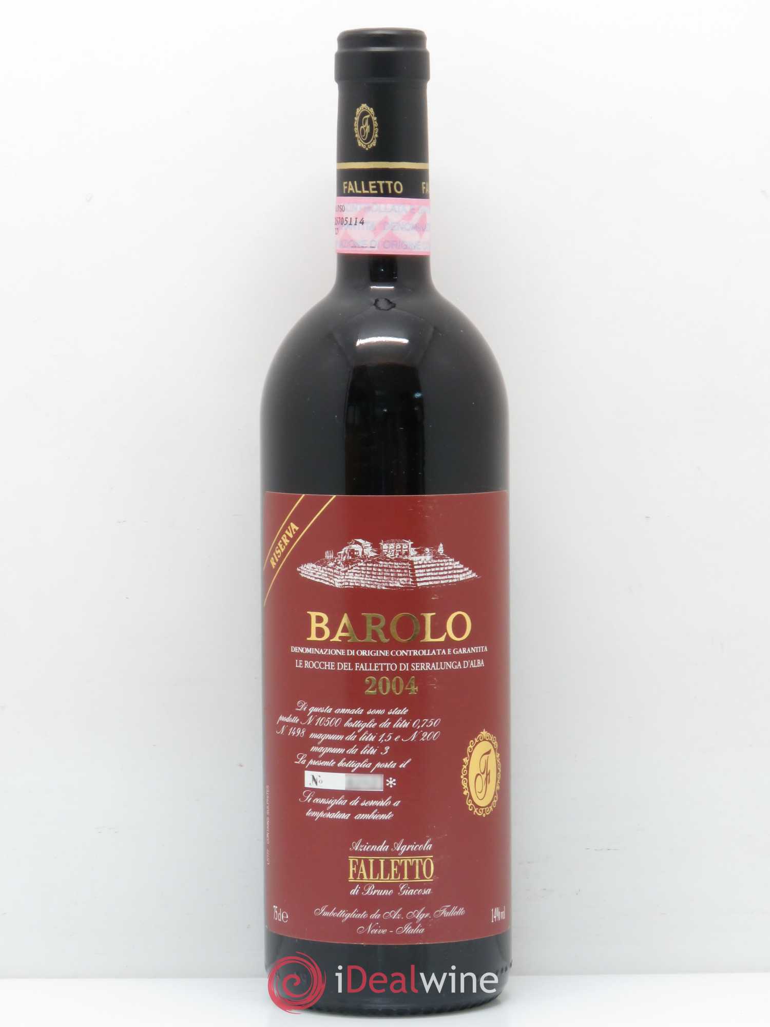 Barolo DOCG Riserva Le Rocche del Falletto Falletto - Bruno Giacosa 2004 - Lot de 1 bouteille - 0