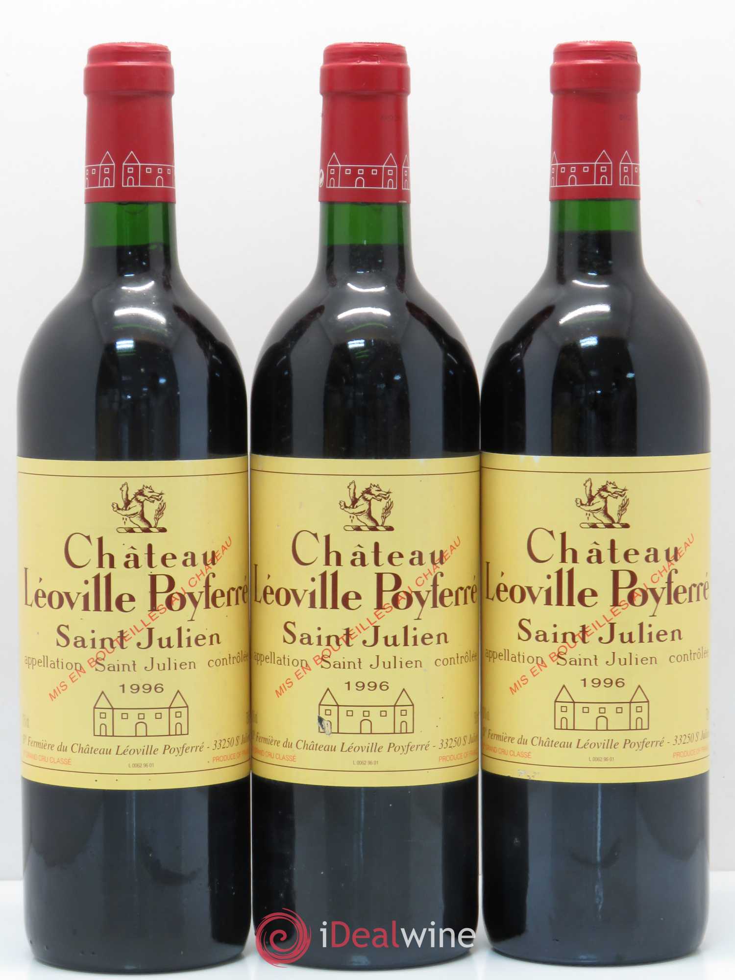 Château Léoville Poyferré 2ème Grand Cru Classé 1996 - Lot de 3 bouteilles - 0