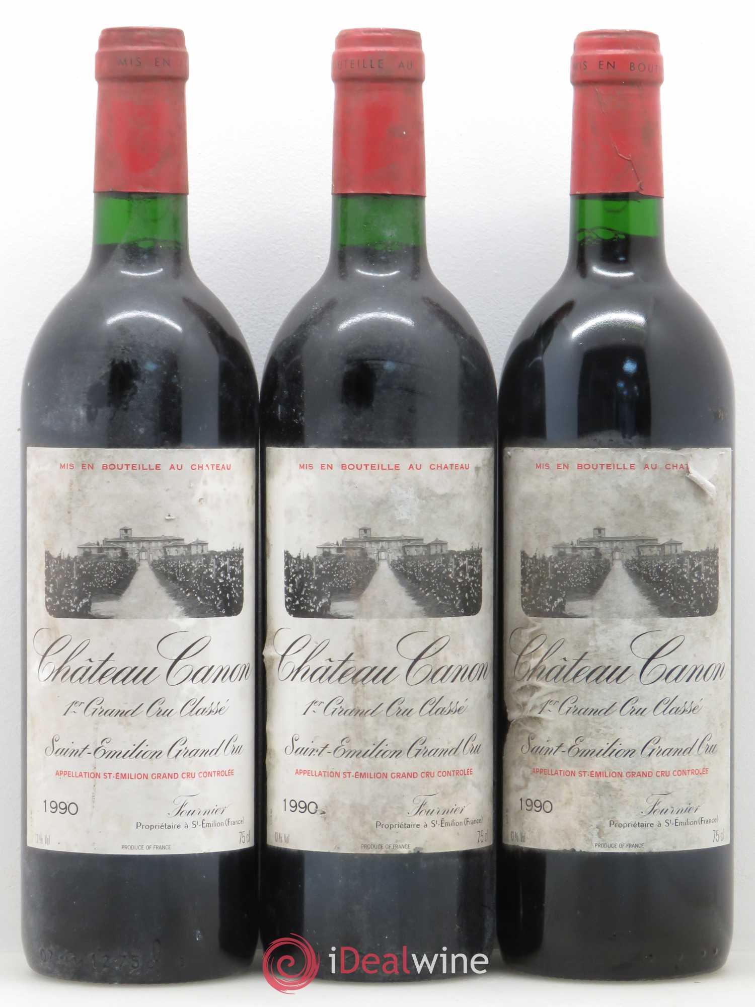 Château Canon 1er Grand Cru Classé B 1990 - Lot de 3 bouteilles - 0