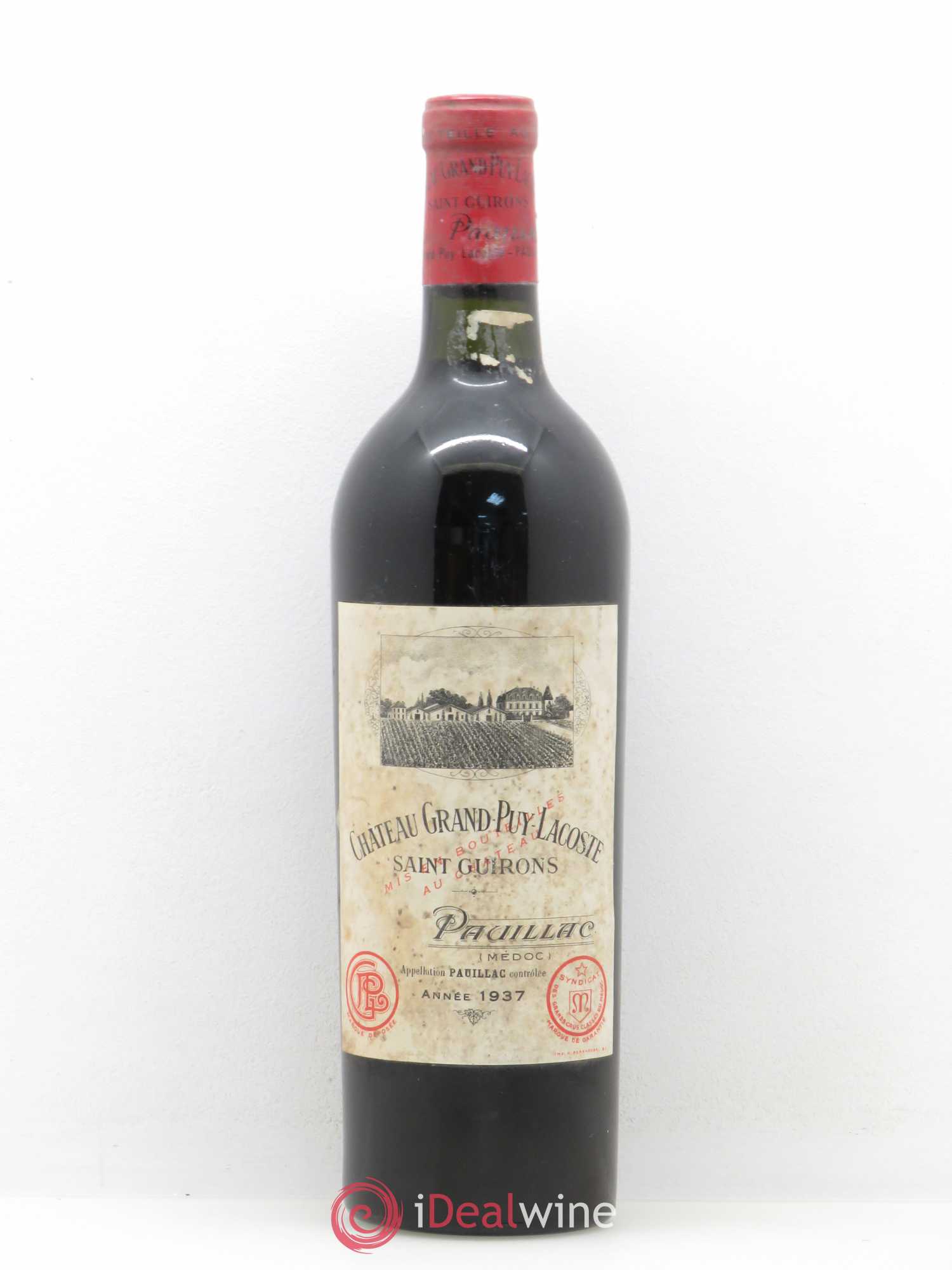 Château Grand Puy Lacoste 5ème Grand Cru Classé 1937 - Lot de 1 bouteille - 0
