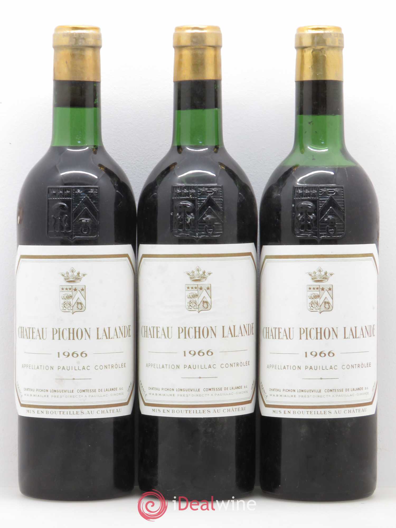 Château Pichon Longueville Comtesse de Lalande 2ème Grand Cru Classé 1966 - Lot de 3 bouteilles - 0
