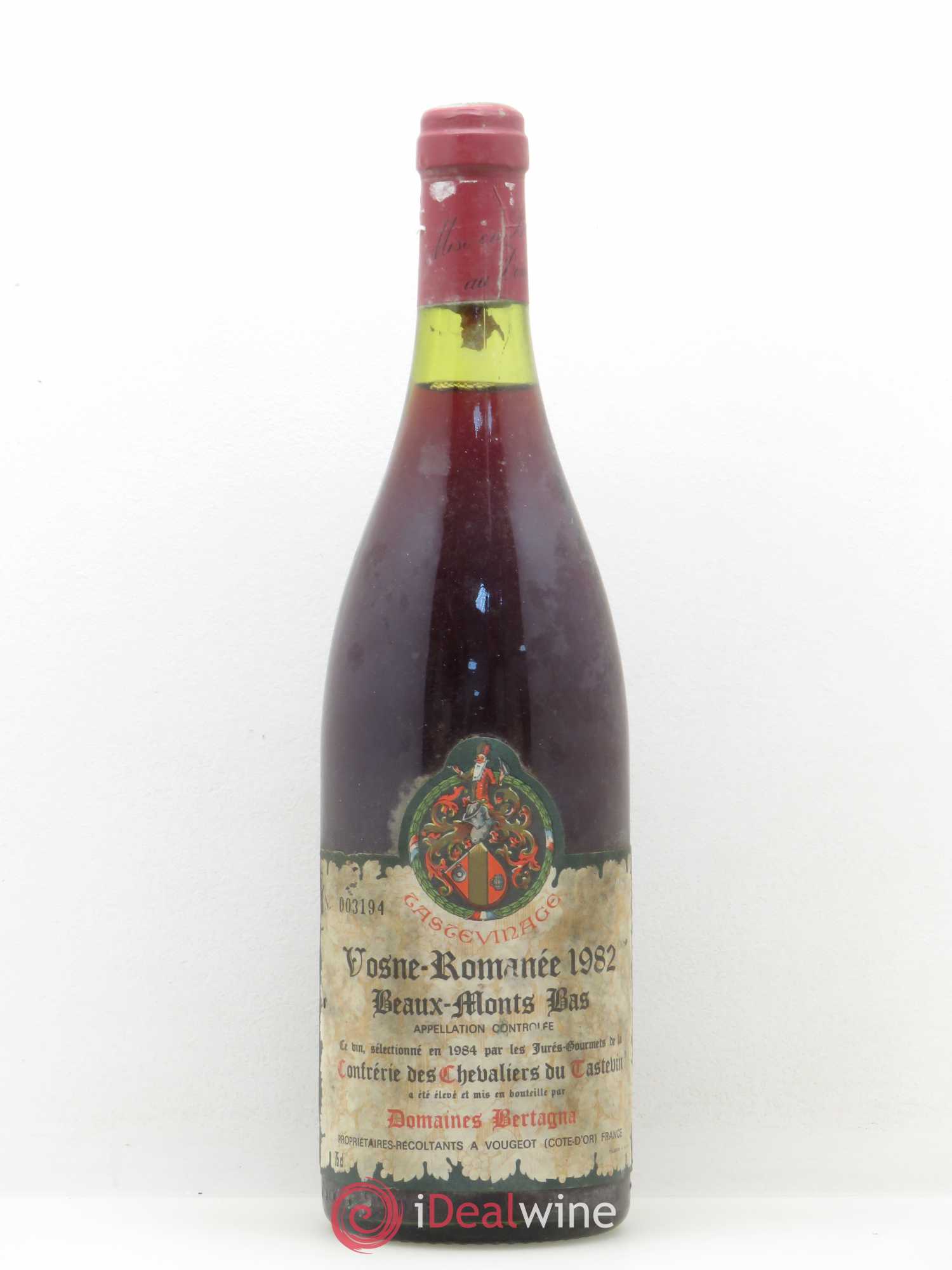 Vosne-Romanée Beaux-Monts Bas Domaine Bertagna confrérie des chevaliers du Tastevin 1982 - Posten von 1 Flasche - 0