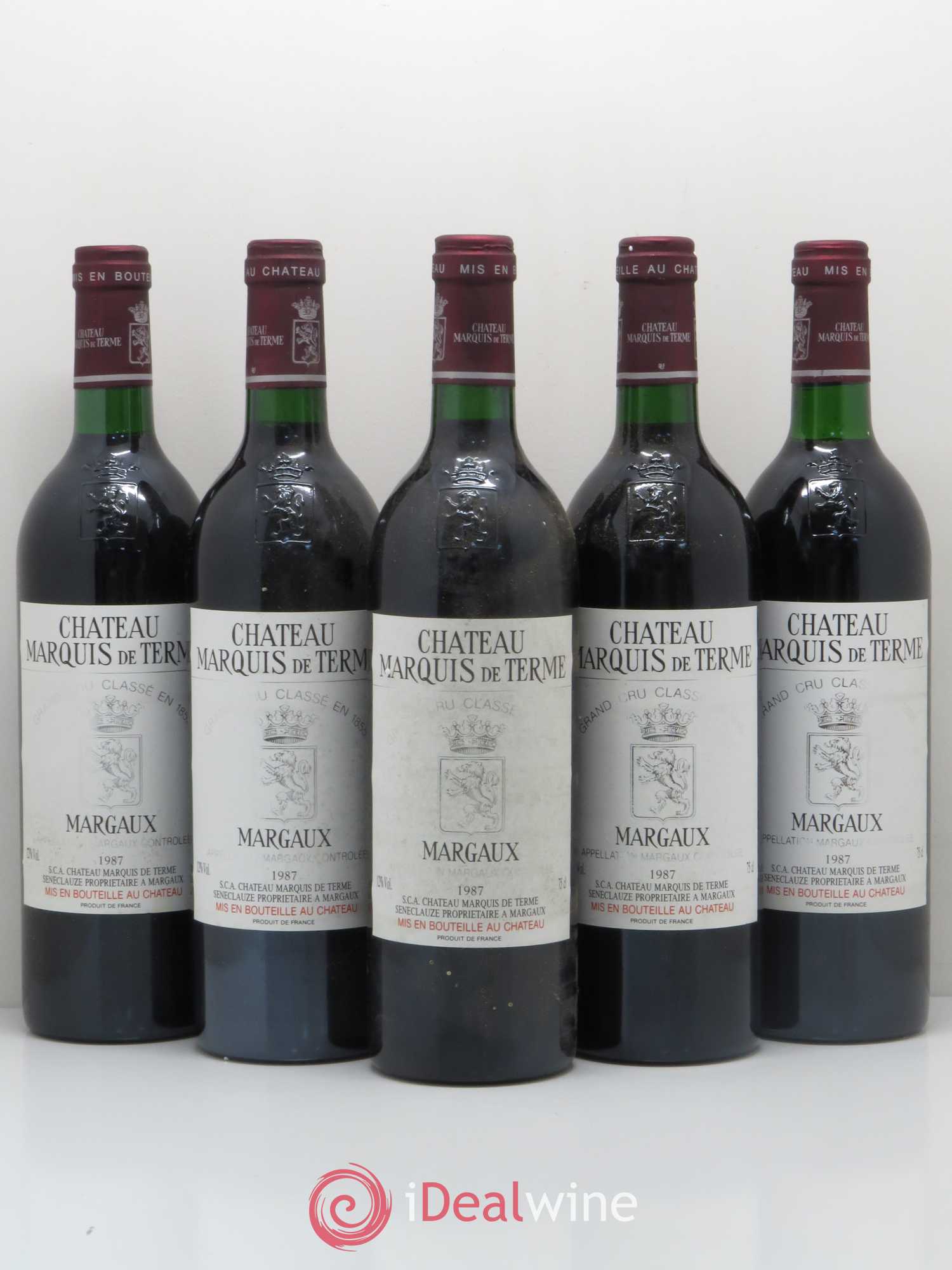 Château Marquis de Terme 4ème Grand Cru Classé 1987 - Lot de 5 bouteilles - 0