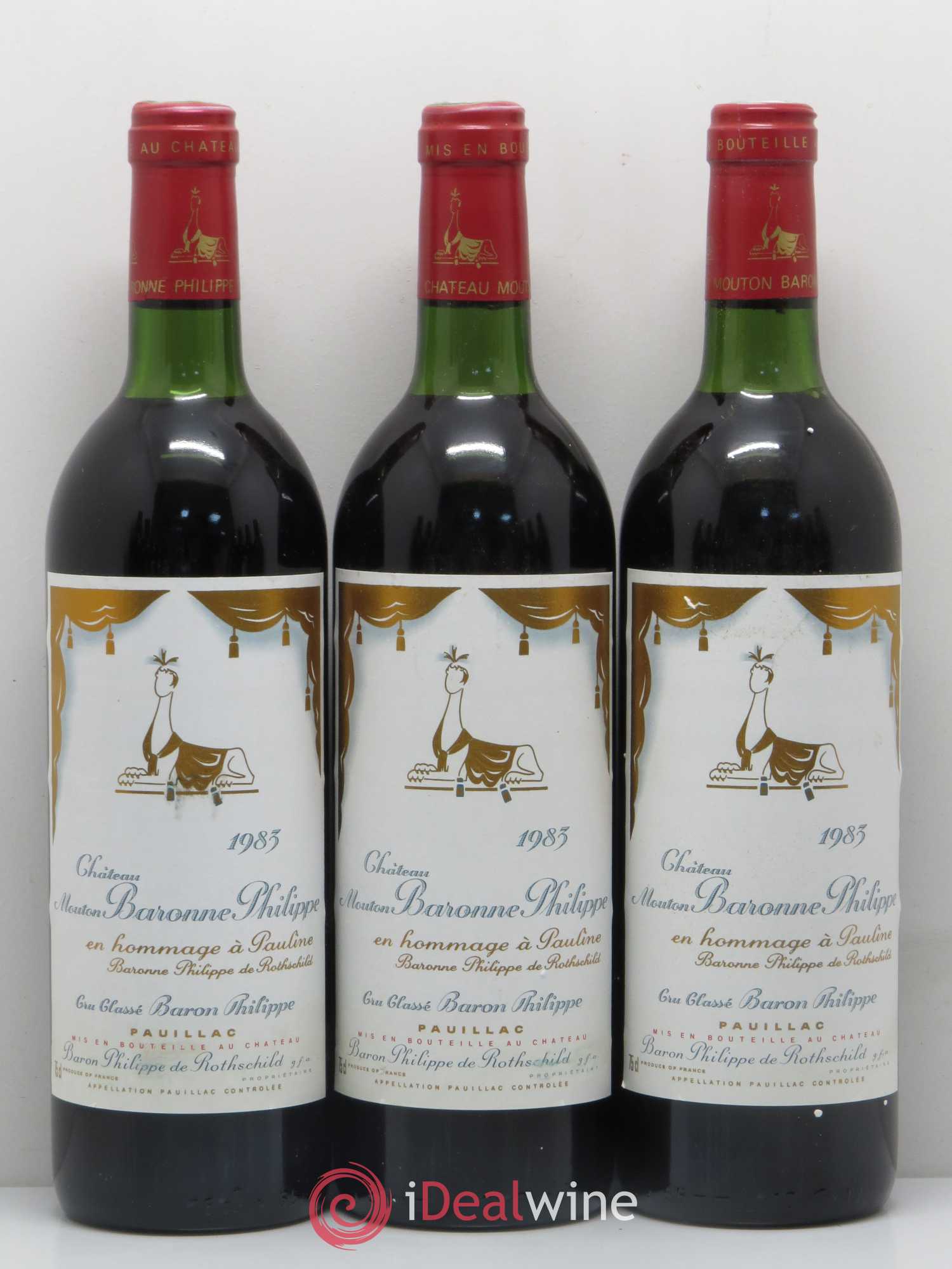 Château d' Armailhac - Mouton Baron(ne) Philippe 5ème Grand Cru Classé 1983 - Lot de 12 bouteilles - 1