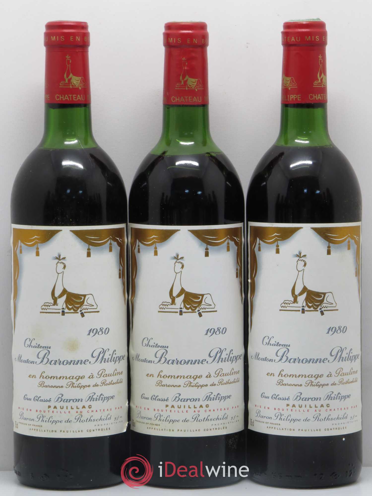 Château d' Armailhac - Mouton Baron(ne) Philippe 5ème Grand Cru Classé 1980 - Lot de 12 bouteilles - 1