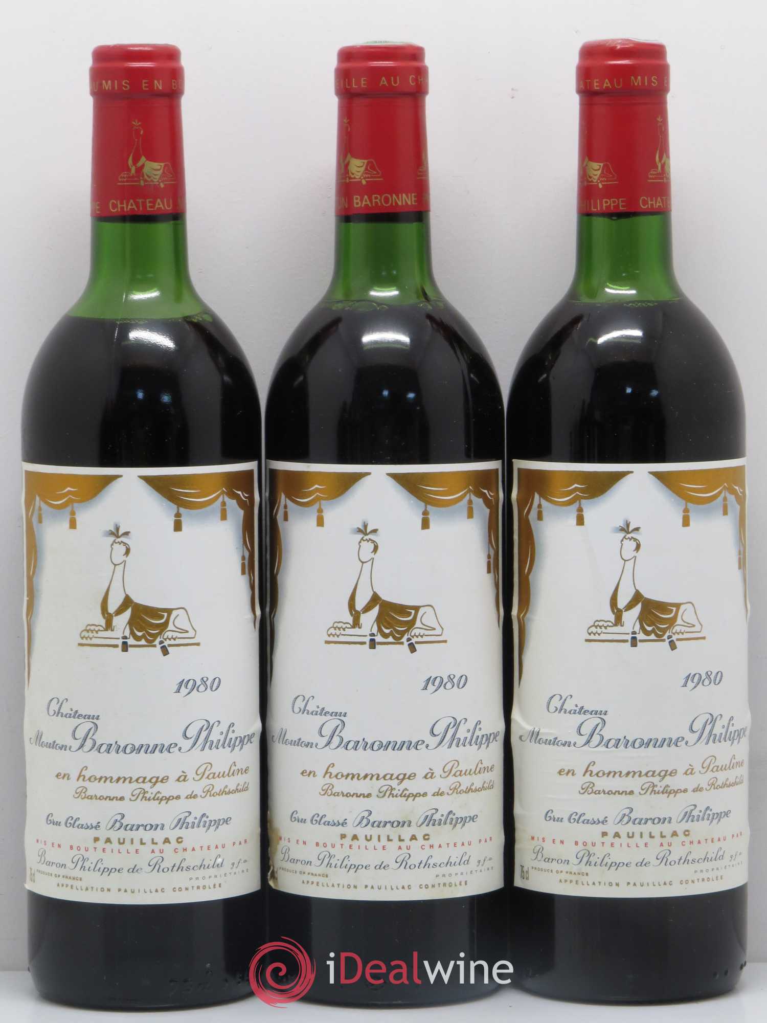 Château d' Armailhac - Mouton Baron(ne) Philippe 5ème Grand Cru Classé 1980 - Lot de 12 bouteilles - 3