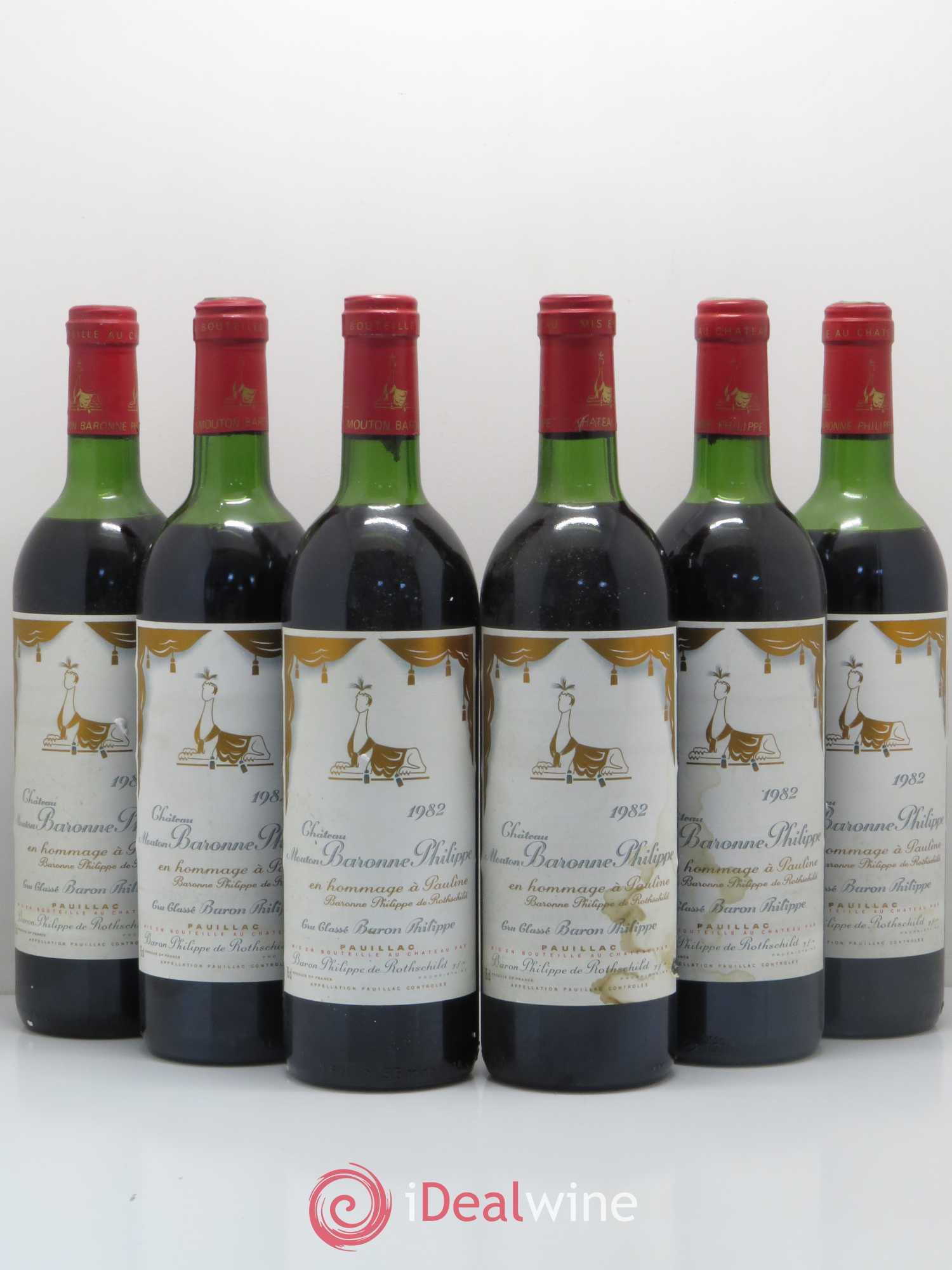 Château d' Armailhac - Mouton Baron(ne) Philippe 5ème Grand Cru Classé 1982 - Lot de 6 bouteilles - 0