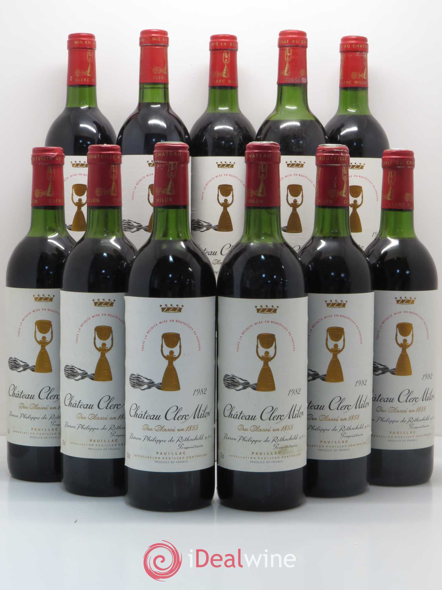 Château Clerc Milon 5ème Grand Cru Classé 1982 - Lot de 11 bouteilles - 0