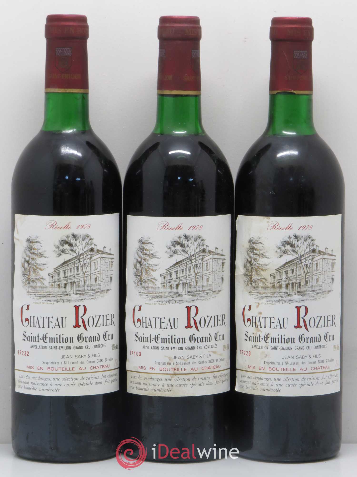 Saint-Émilion Grand Cru Château Rozier 1978 - Lot de 6 bouteilles - 1