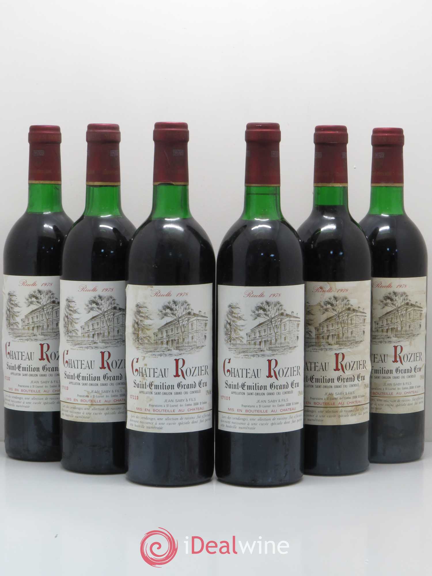 Saint-Émilion Grand Cru Château Rozier 1978 - Lot de 6 bouteilles - 0