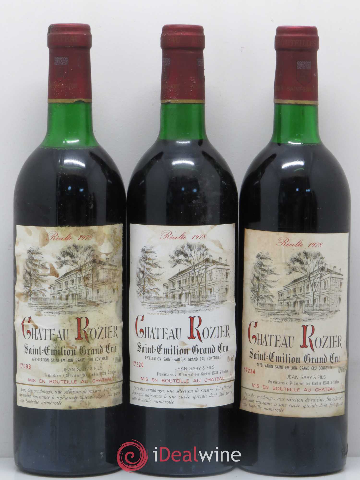 Saint-Émilion Grand Cru Château Rozier 1978 - Lot of 5 bottles - 1