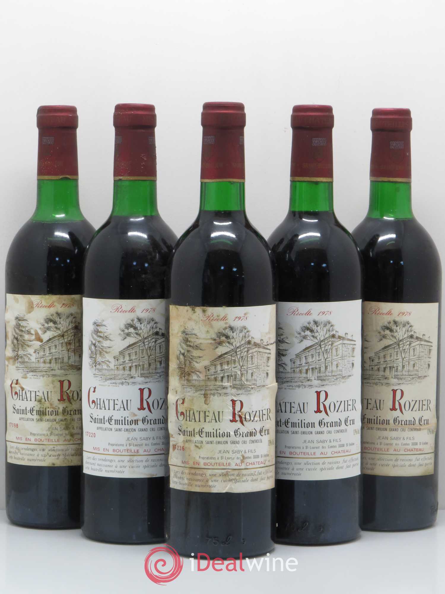 Saint-Émilion Grand Cru Château Rozier 1978 - Lot of 5 bottles - 0