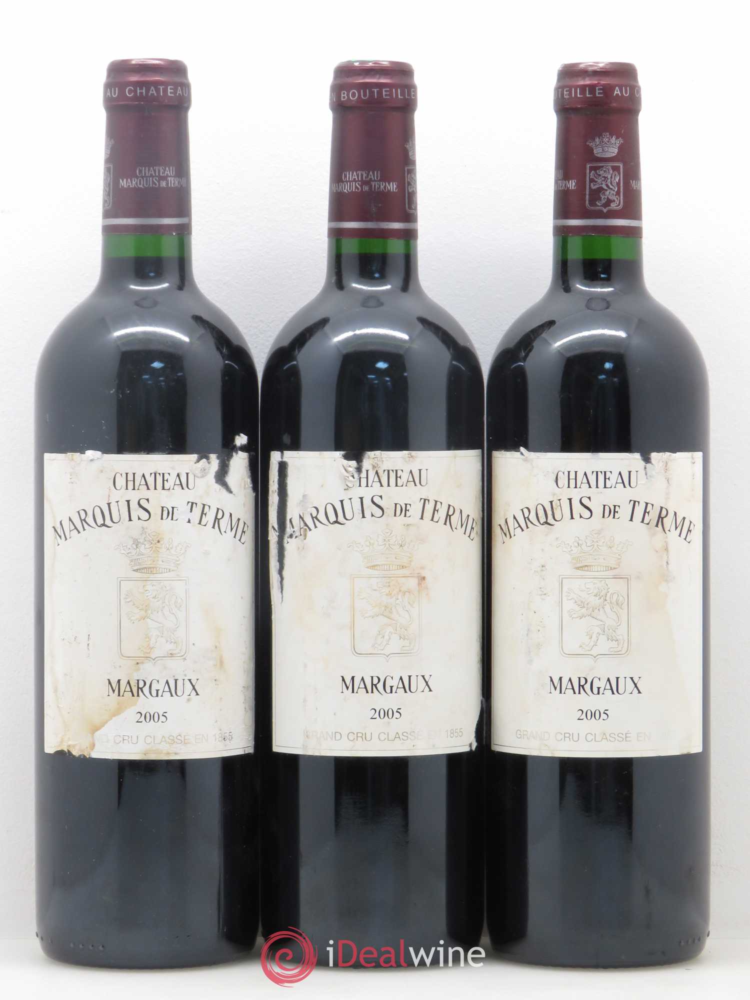 Château Marquis de Terme 4ème Grand Cru Classé 2005 - Lot de 3 bouteilles - 0