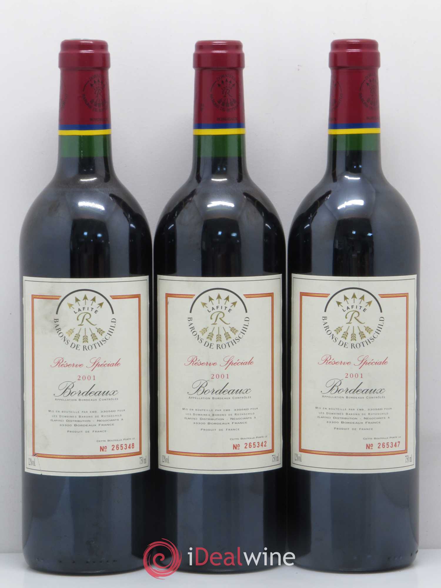 Bordeaux Réserve Spéciale Barons de Lafite Rothschild 2001 - Posten von 3 Flaschen - 0