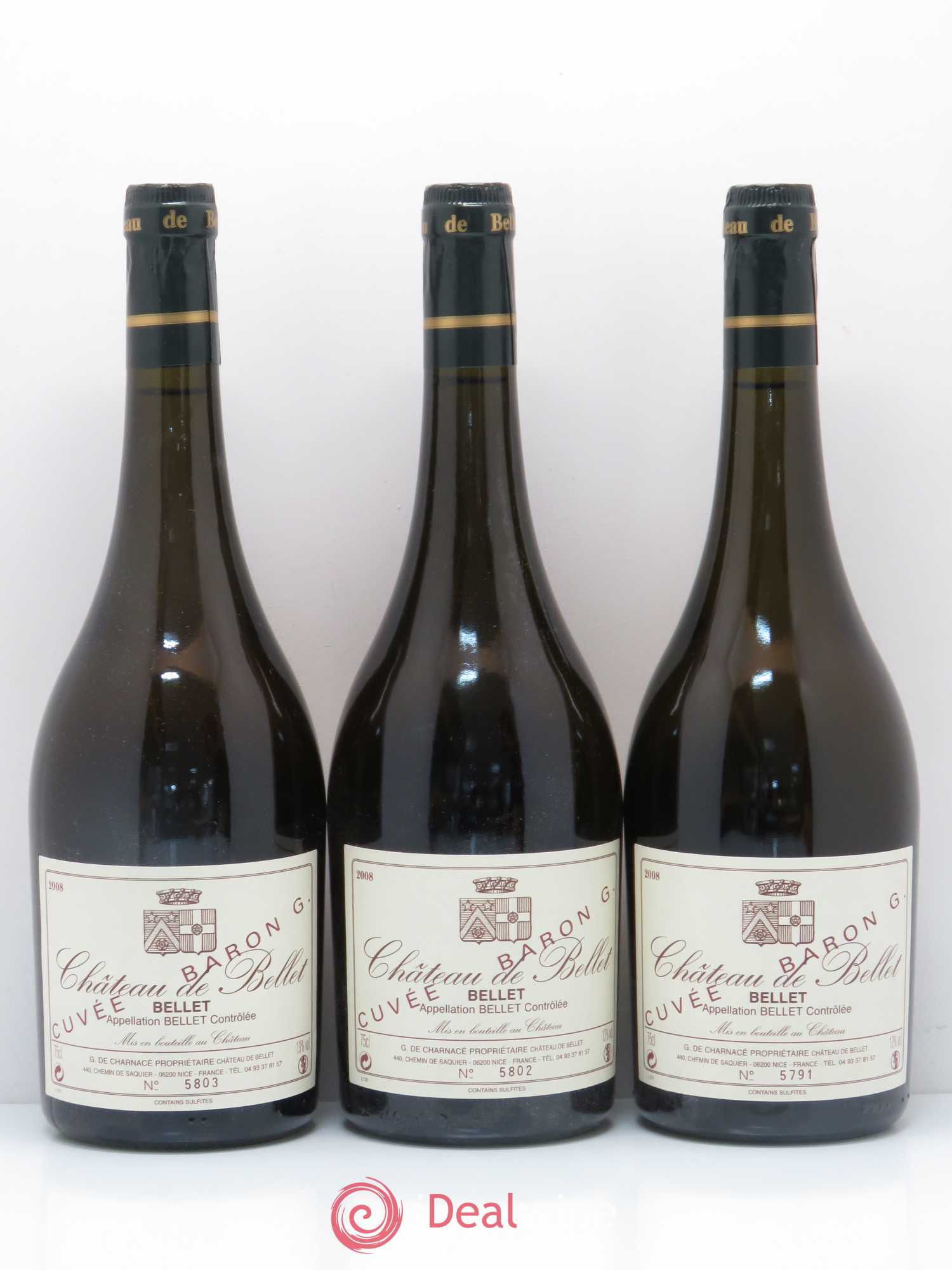 Bellet Château de Bellet Baron G 2008 - Lot de 3 bouteilles - 0