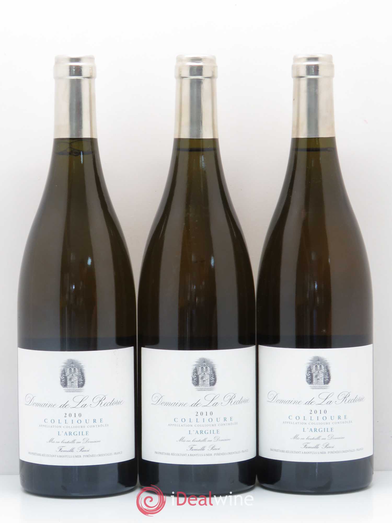 Collioure La Rectorie (Domaine de) L'Argile Thierry et Jean Emmanuel Parcé 2010 - Lot de 3 bouteilles - 0
