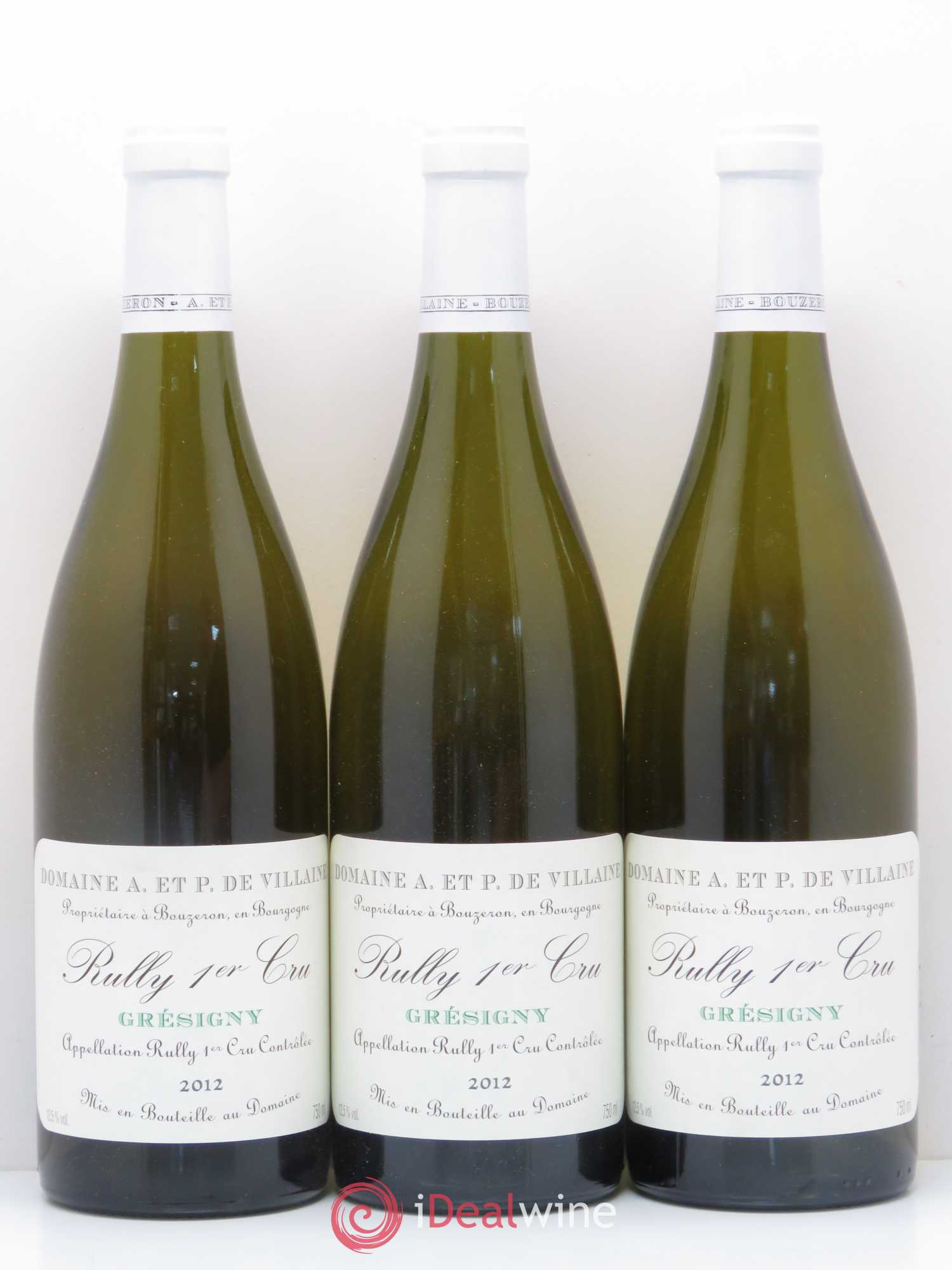 Rully 1er Cru Grésigny Domaine de Villaine (sans prix de réserve) 2012 - Lot de 3 bouteilles - 0