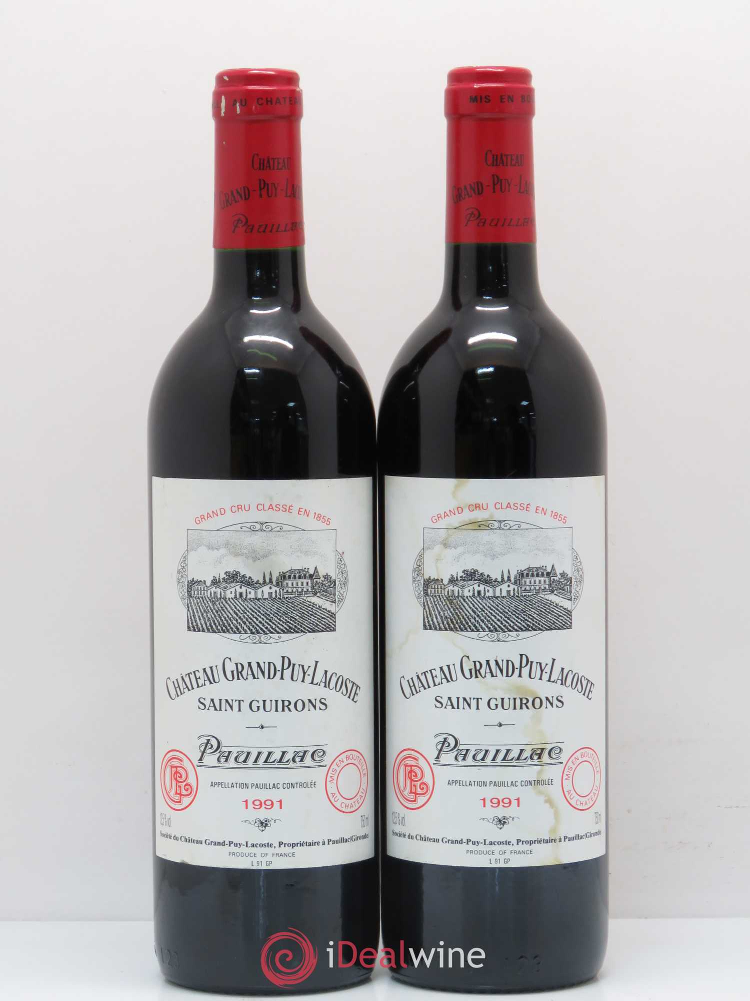 Château Grand Puy Lacoste 5ème Grand Cru Classé 1991 - Lot of 2 bottles - 0