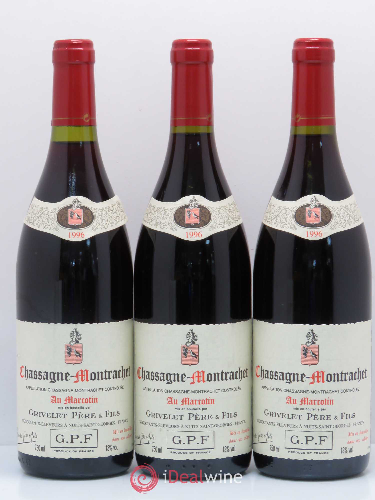 Chassagne-Montrachet Au Marcotin Grivelet 1996 - Lot de 3 bouteilles - 0