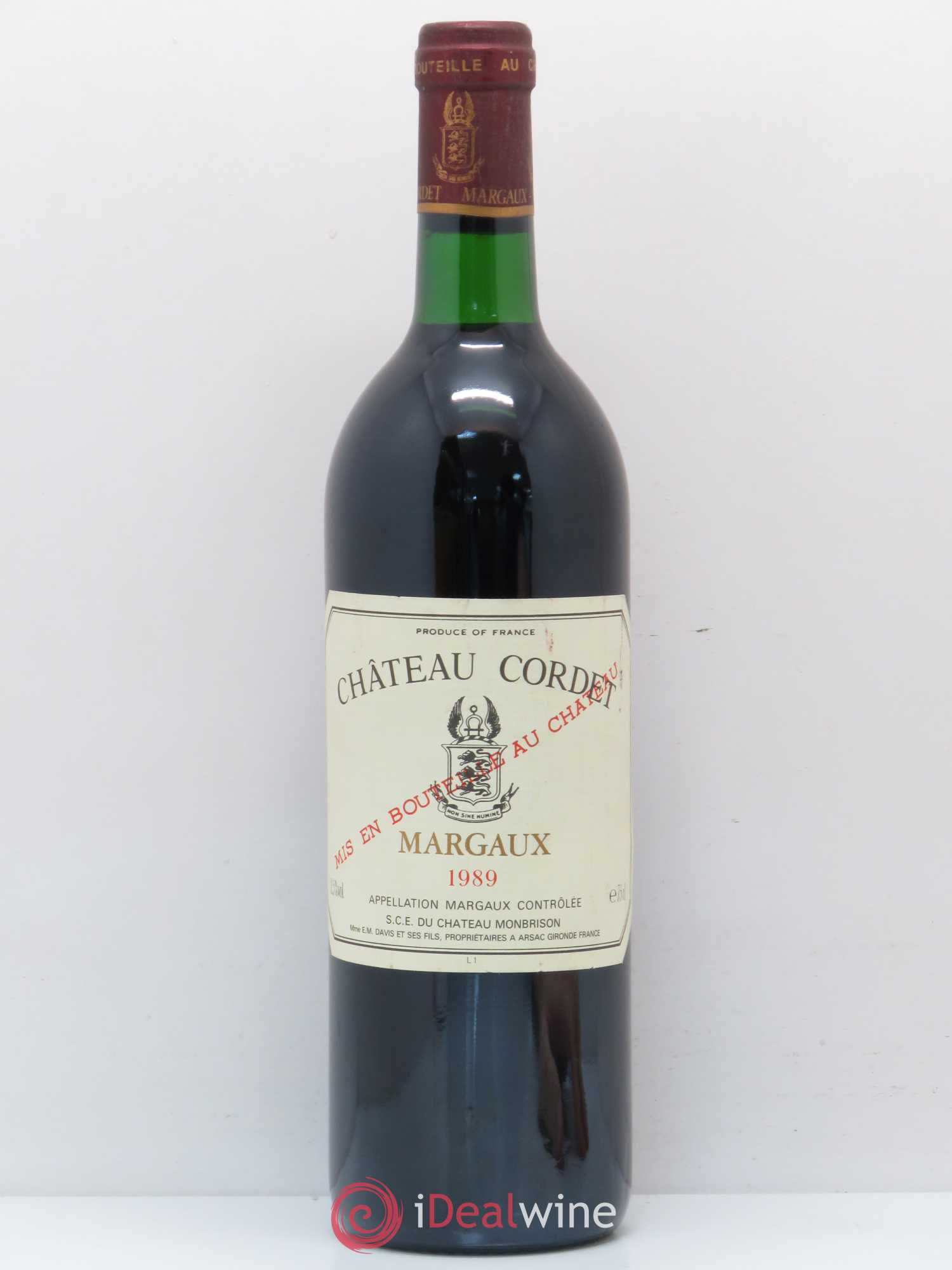 Bordeaux Margaux Château Cordet 1989 - Lot de 1 bouteille - 0
